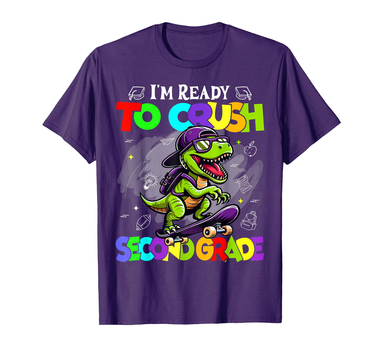 Kids I'm Ready to Crush Second Grade Dinosaur Back To School T-Shirt