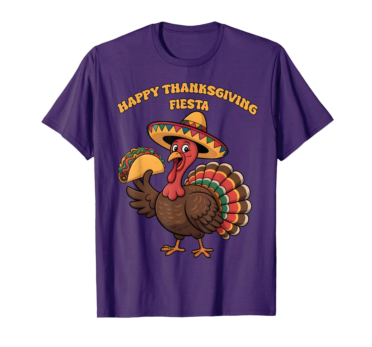 Happy Thanksgiving Fiesta Turkey with Taco Sombrero T-Shirt