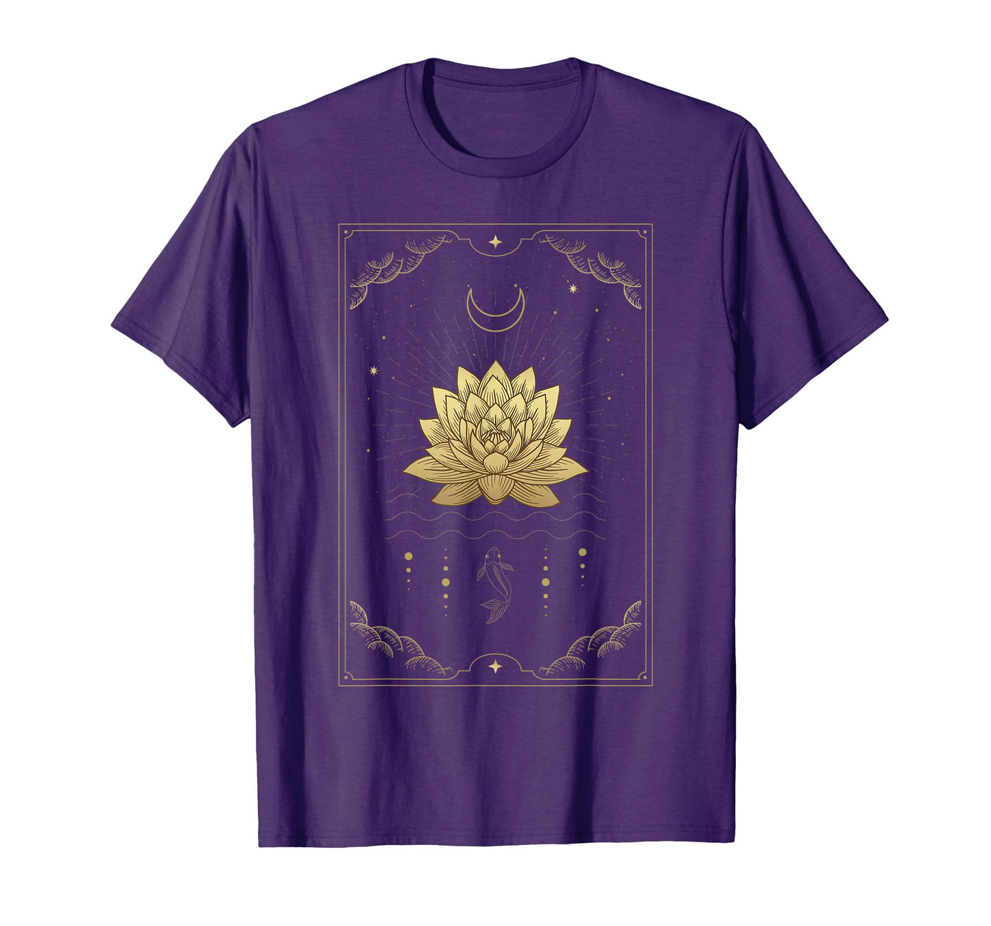 Lotus Flowers Blooming on Water Moon Tarot Card T-Shirt