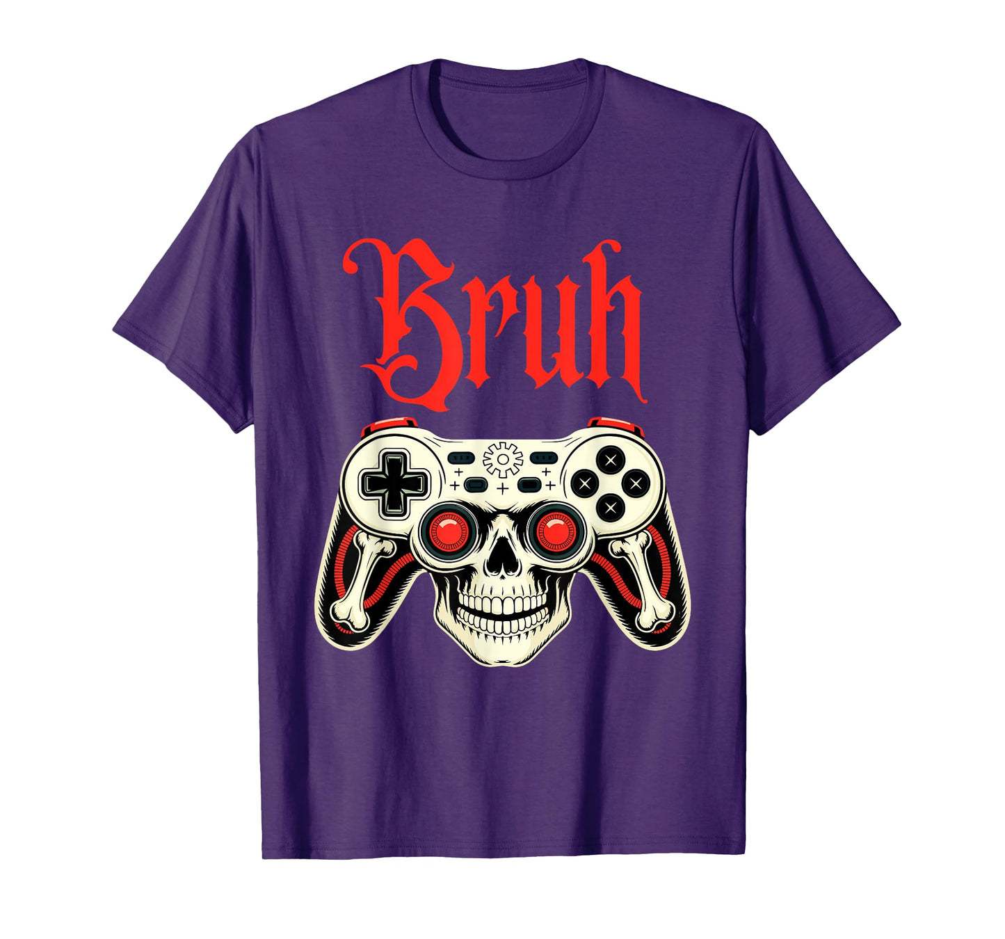 Bruh Skeleton Gamer Skull Halloween Funny Video Gaming T-Shirt