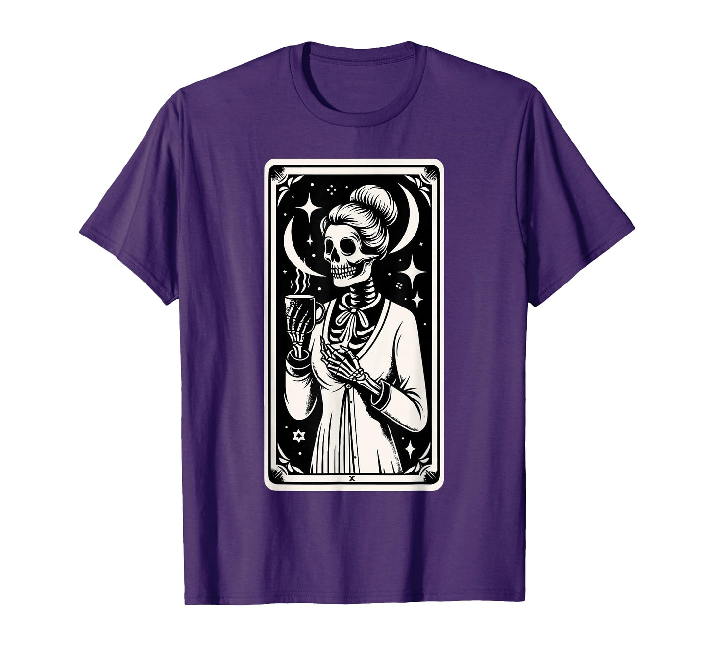 Skeleton Reader Tarot Gothic Coffee Academia Teacher T-Shirt