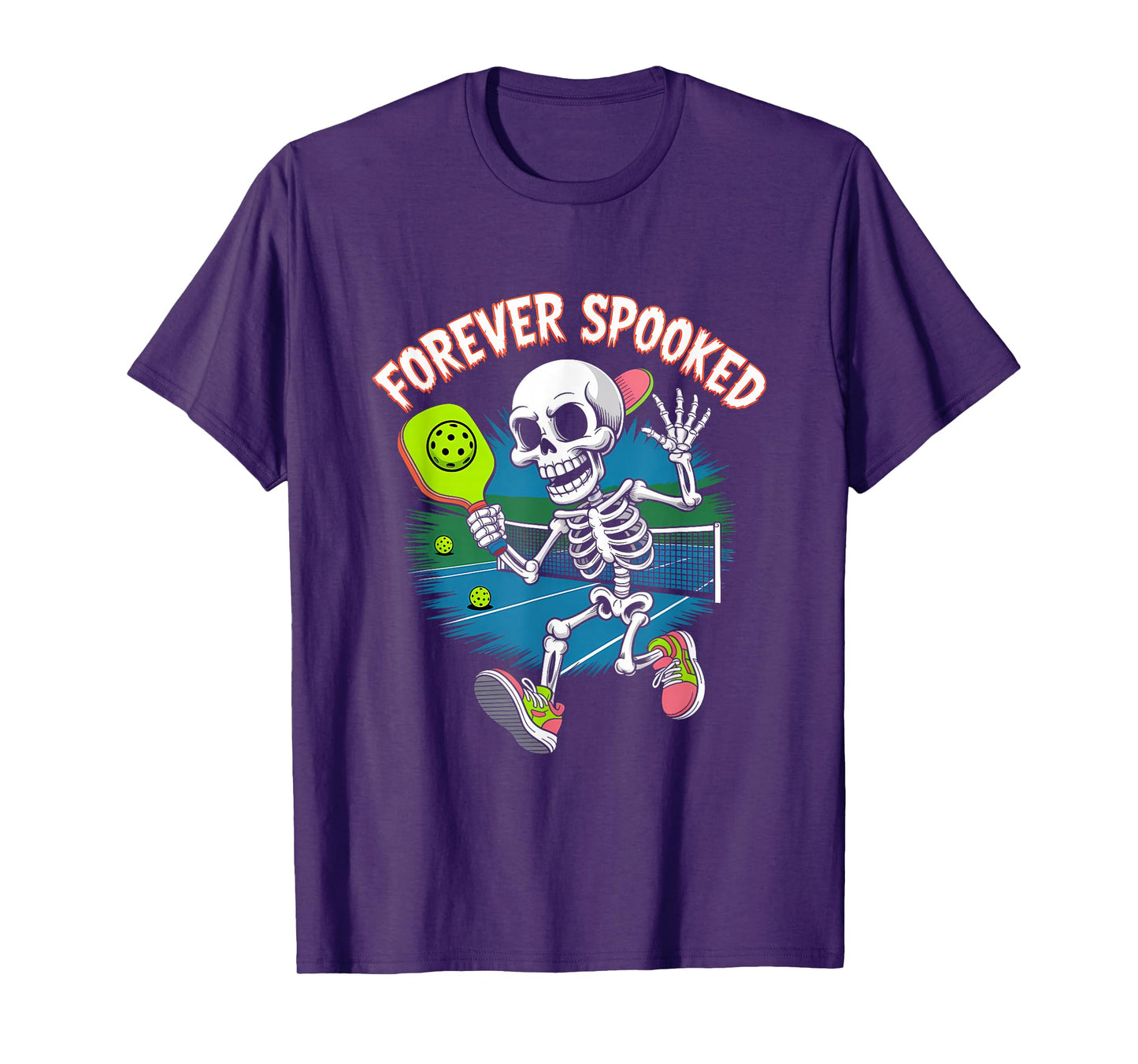 Halloween Skeleton Pickleball Forever Spooked Tee T-Shirt