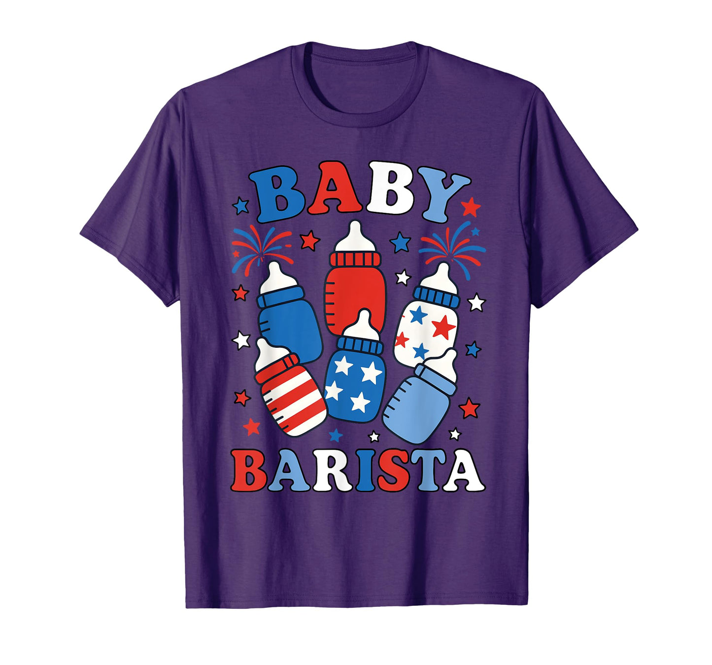 Retro NICU Baby Barista 4th Of July Nurse Mother Baby Nurse T-Shirt