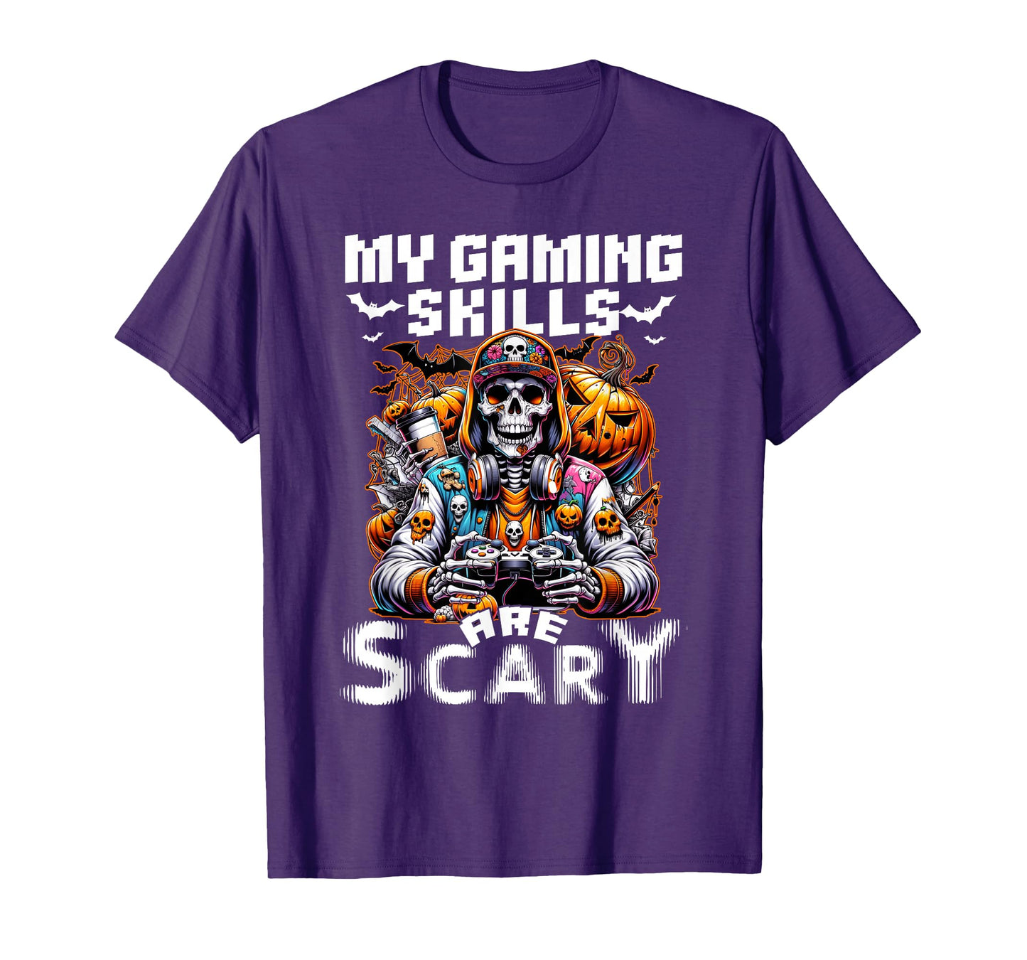 My Gaming Skills are Scary Halloween Gamer Boys Kids T-Shirt