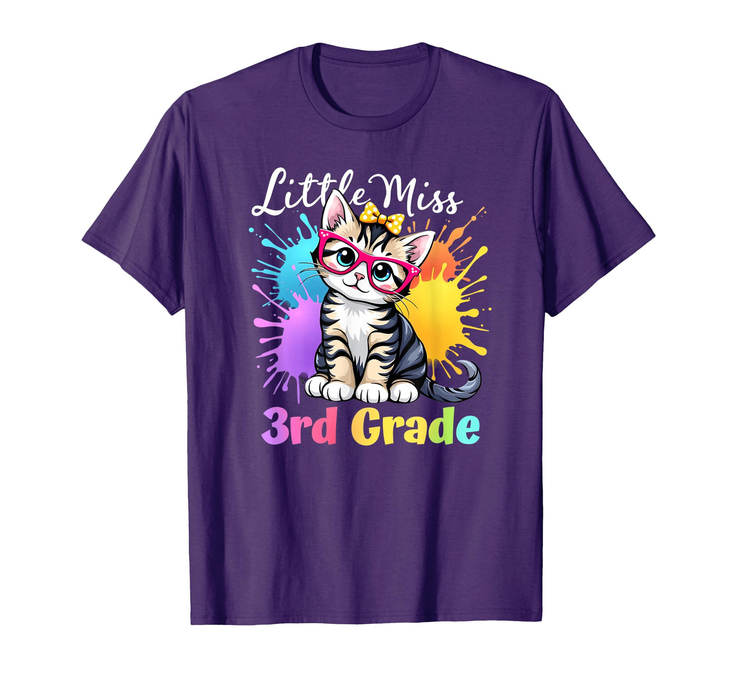 Womens Little Miss 3rd Grade Kitten Back To School Cat Girls T-Shirt