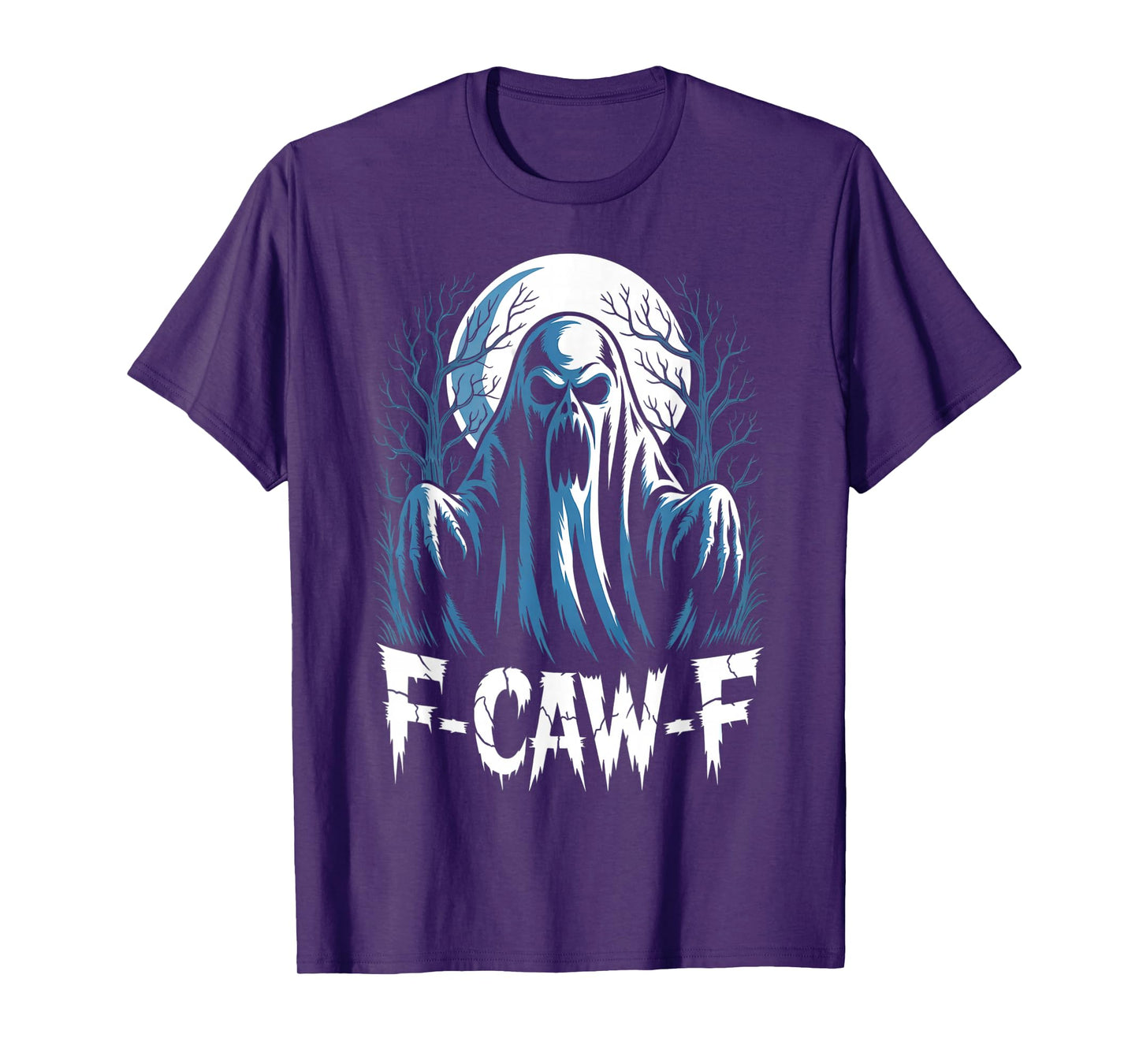 F-Caw-F Little Ghost | Funny Gothic Raven Moon Adult Humor T-Shirt