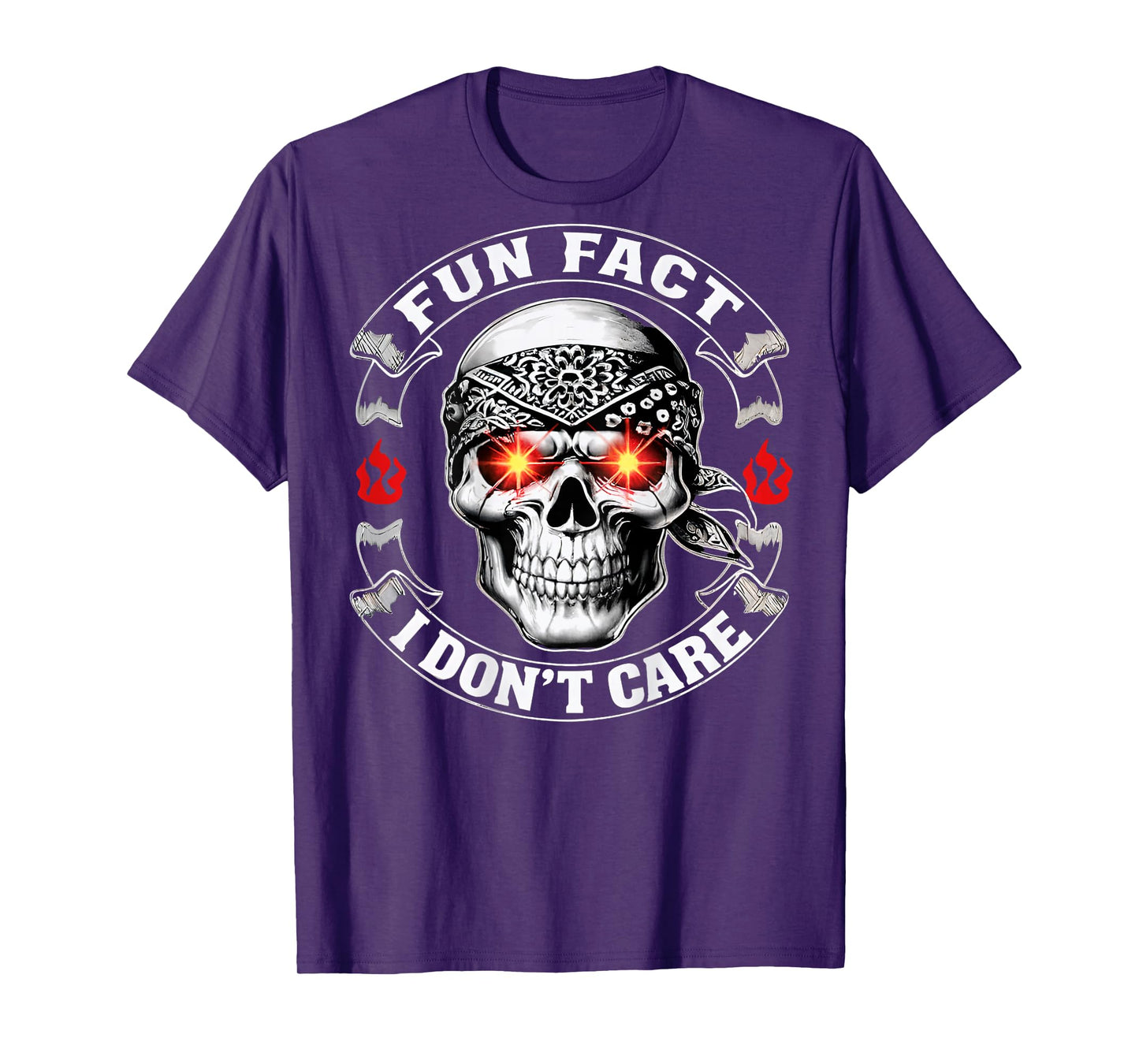 Fun Fact I Don't Care Funny Skeleton Sarcastic (ON Back) T-Shirt
