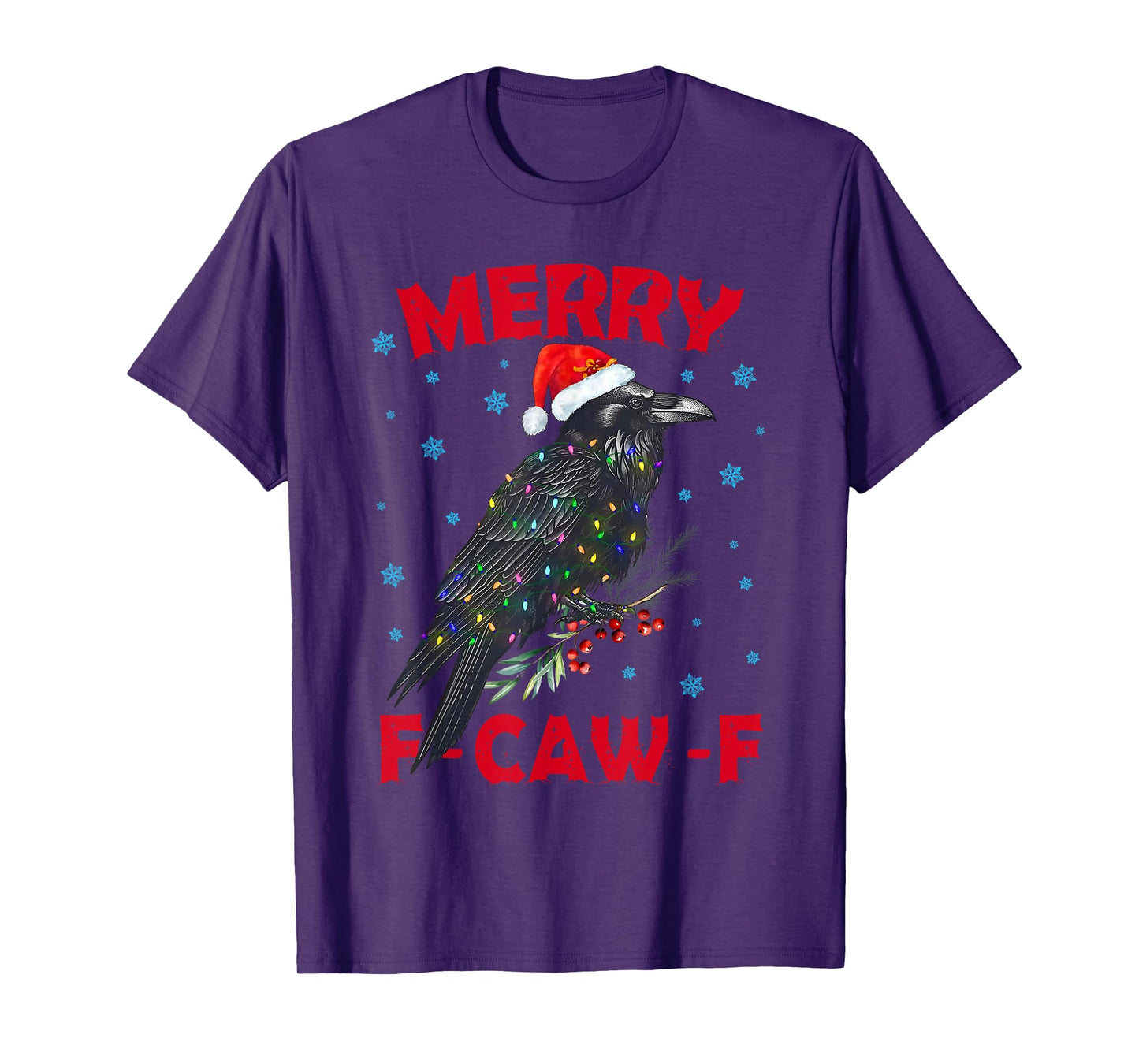 Merry F-Caw-F Funny Crow Raven Meme Xmas Christmas Holiday T-Shirt