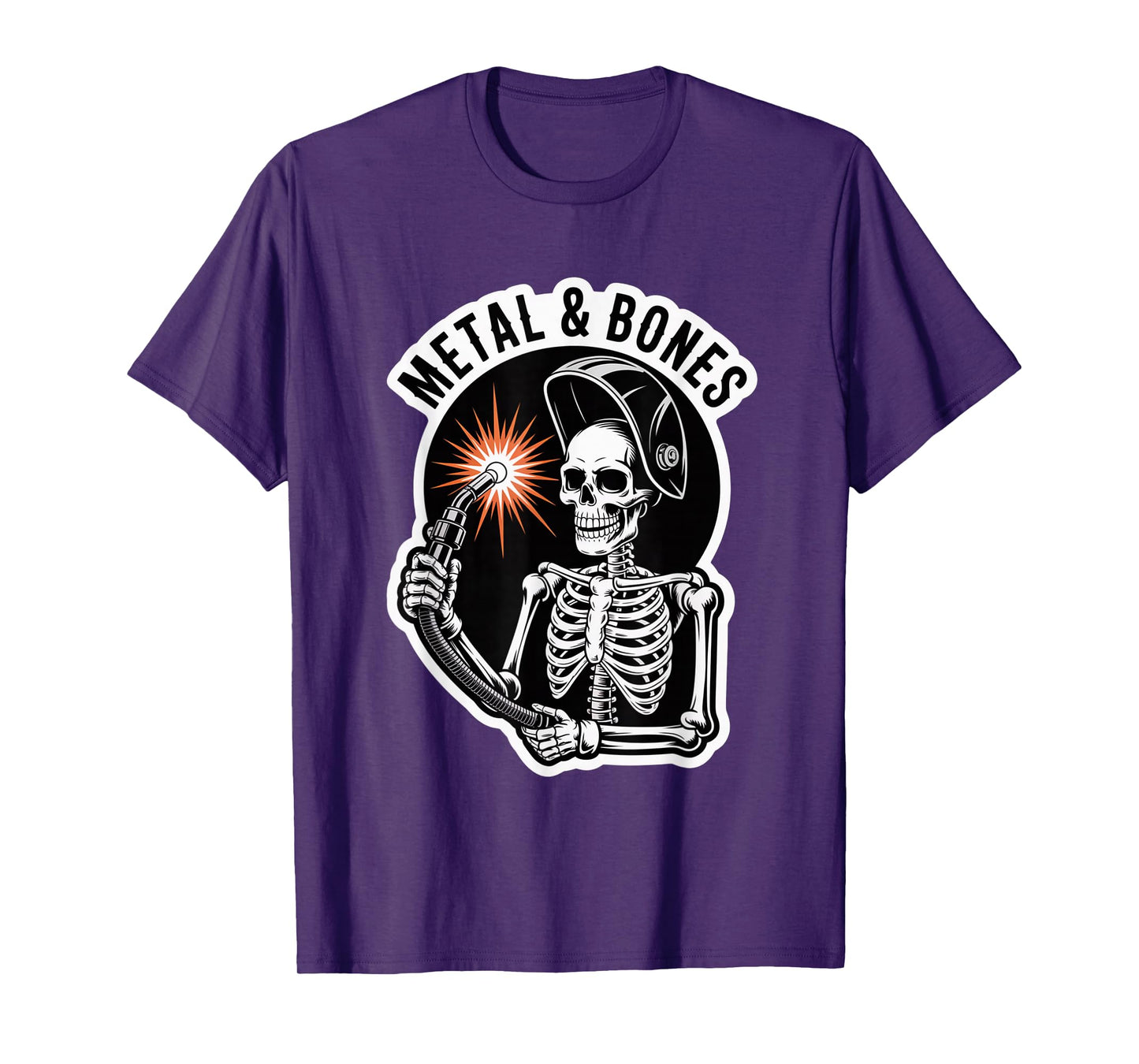 Skeleton Welder Emblem with Torch Burst T-Shirt