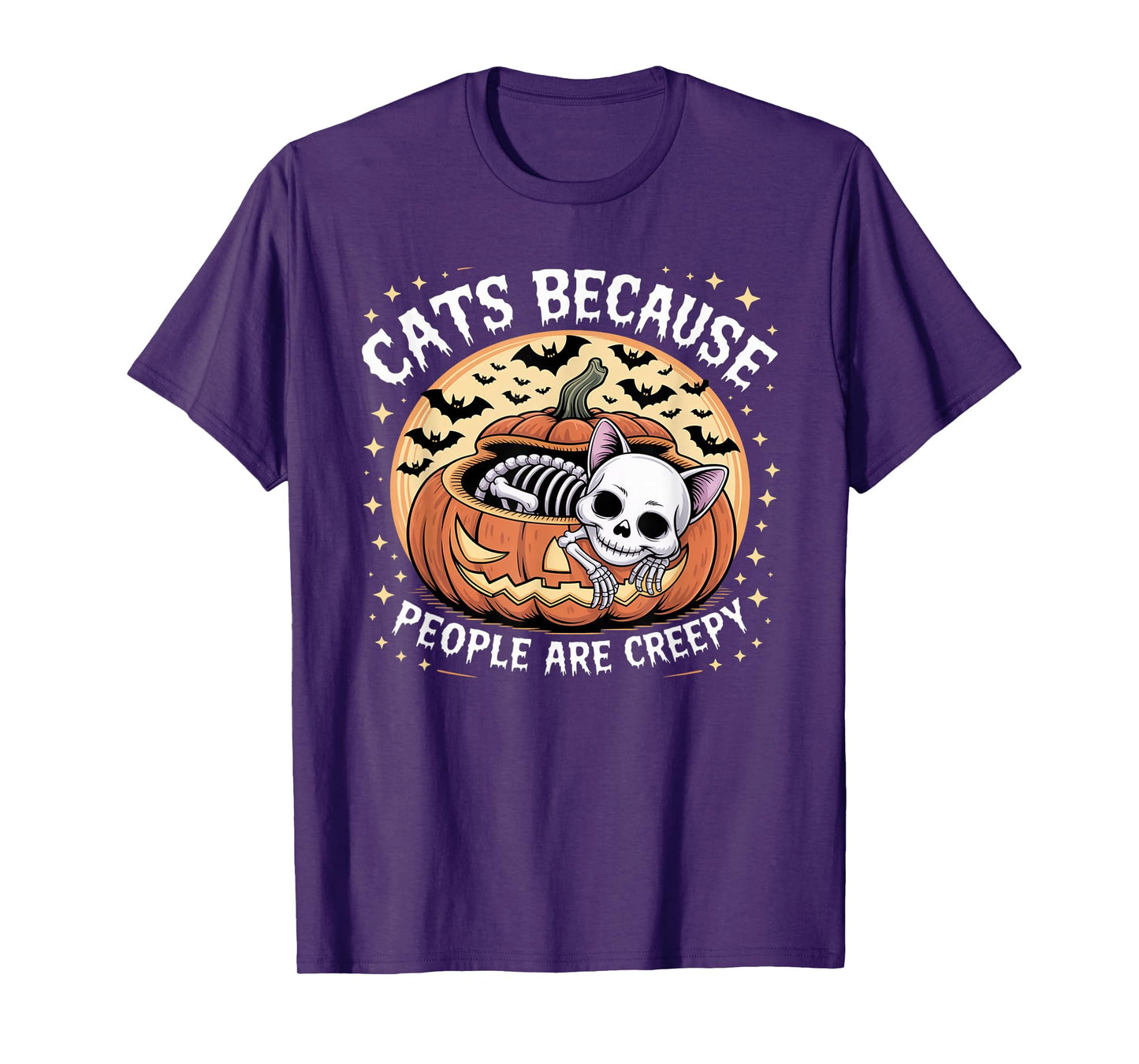 Cats Because People are Creepy Ghost Halloween Cat Mom Kids T-Shirt