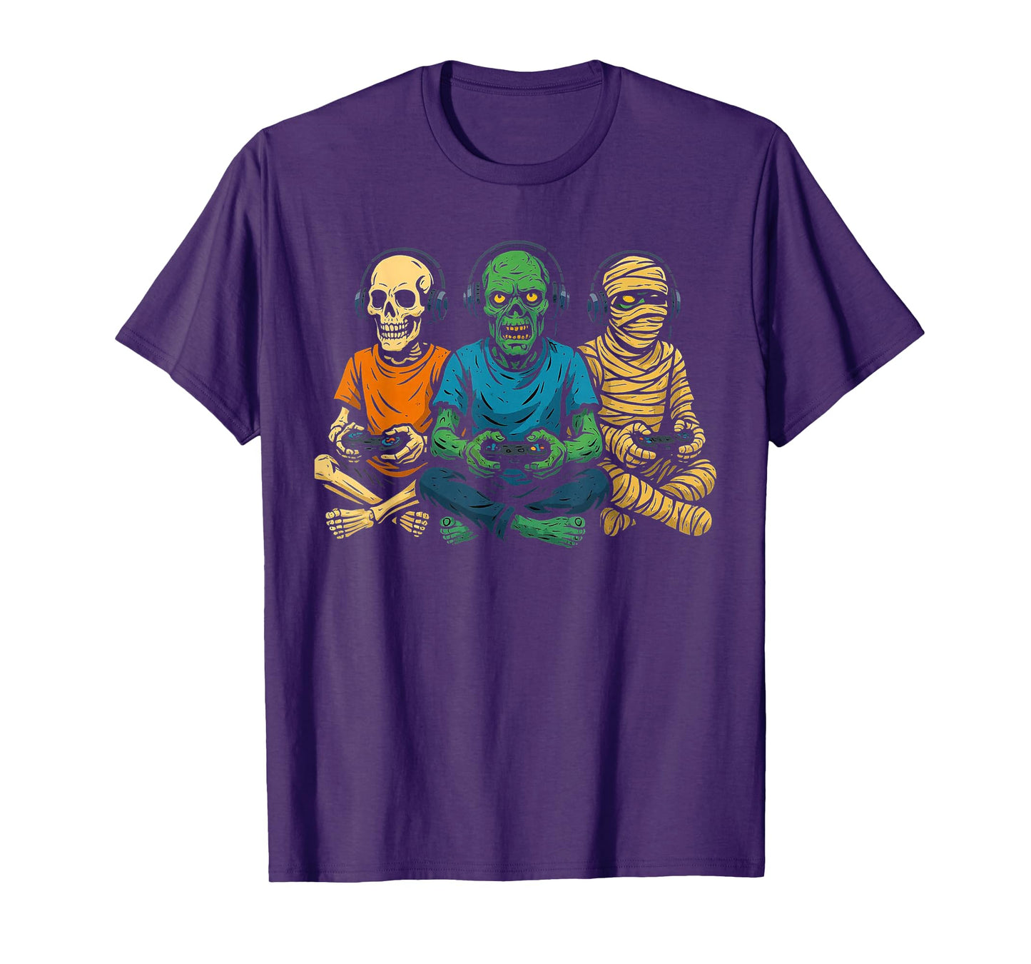 Halloween Skeleton Zombie Mummy Gamer Video Gaming T-Shirt