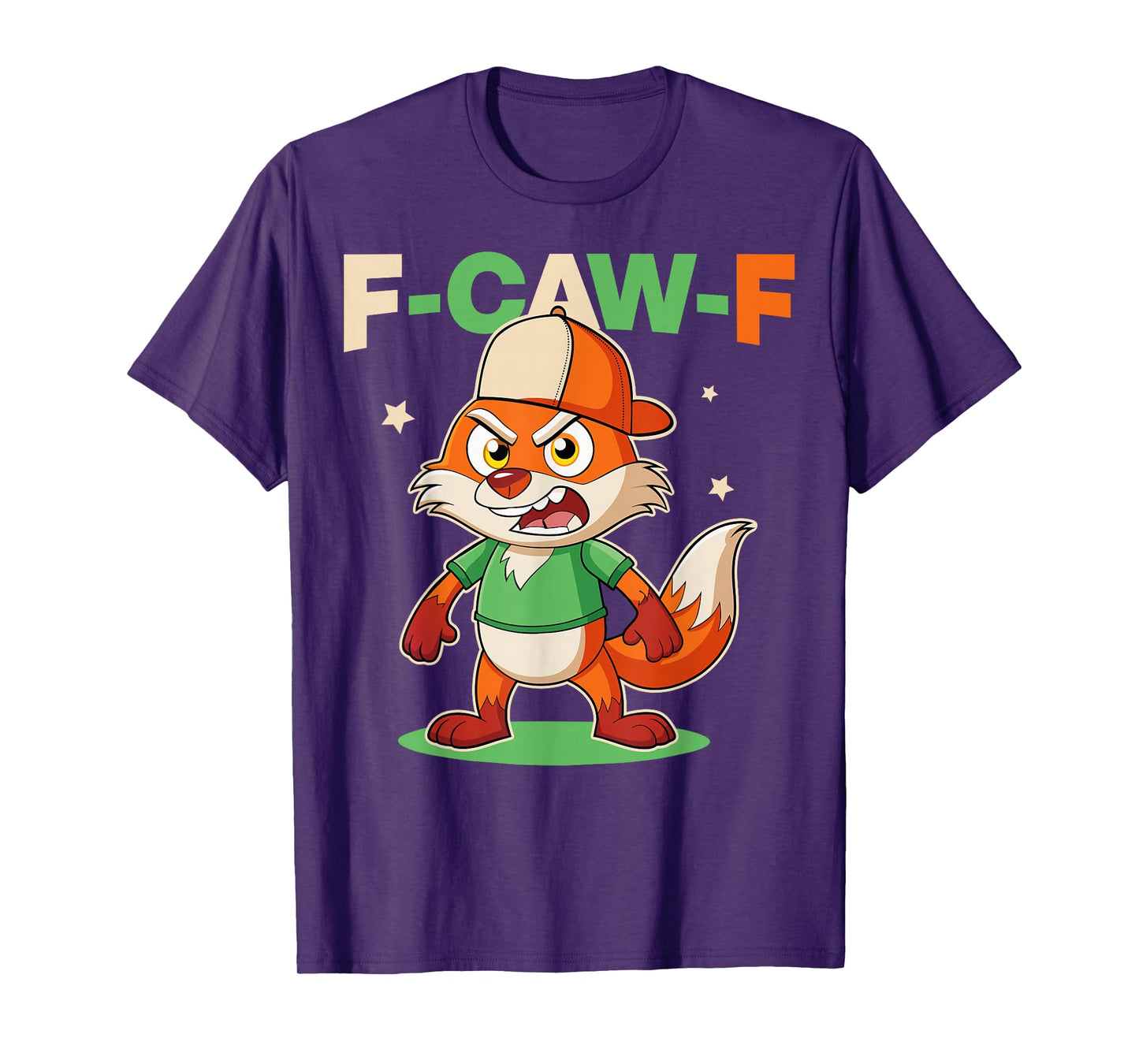 F-Caw-F Funny Goth Fox with Baseball Cap Adult Humor Novelty T-Shirt