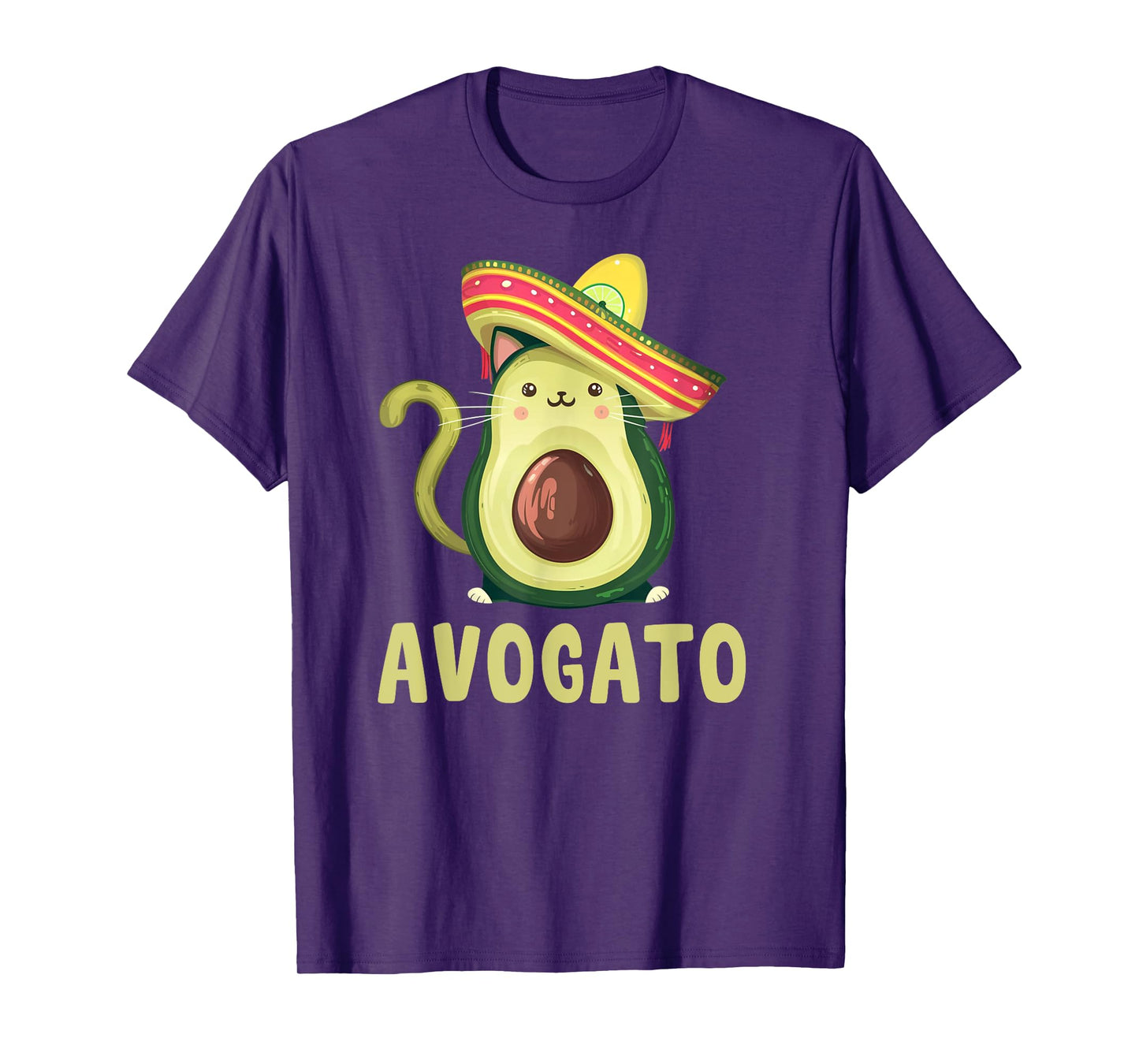Cute Avogato Funny Cinco de Mayo Cat Avocado Kids Women Men T-Shirt