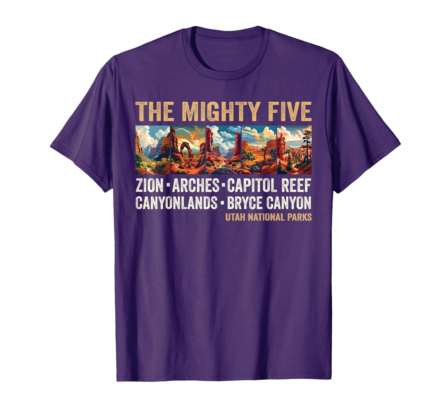 Vintage Moab Utah Souvenir Big 5 Mighty Five National Park T-Shirt