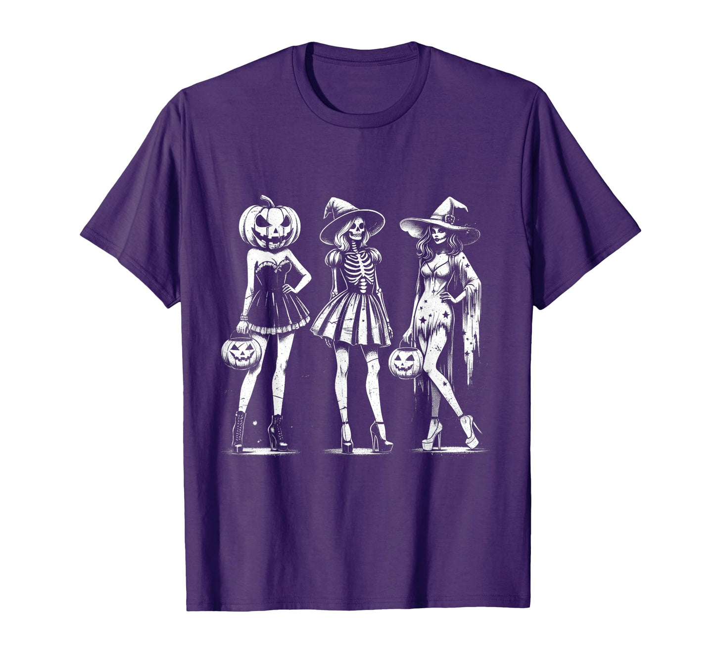 Goth Glam Witches Skeleton Pumpkin Halloween Aesthetic T-Shirt