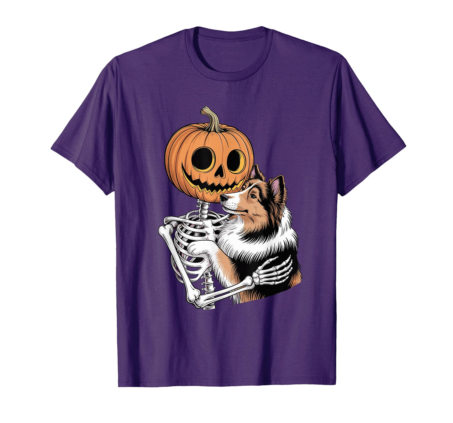 Halloween Skeleton Shetland Sheepdog Sheltie T-Shirt