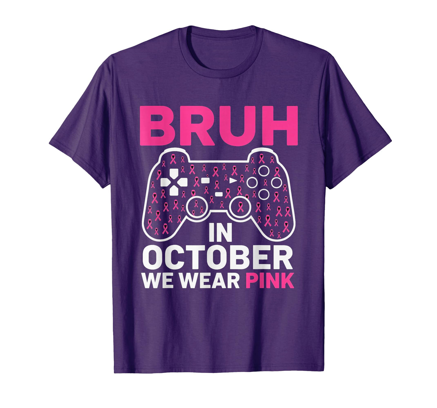 Bruh in October Wear Pink Breast Cancer Awareness Kids Boys T-Shirt