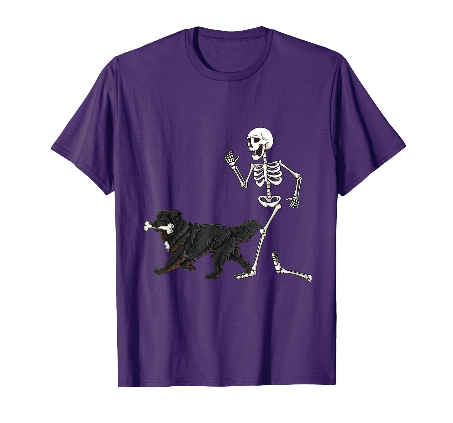 Funny Halloween Newfoundland and Skeleton T-Shirt