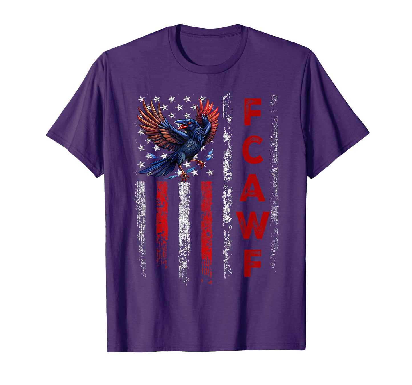 F-Caw-F Black Crow Black Bird Retro USA Flag Vintage F-Caw-F T-Shirt