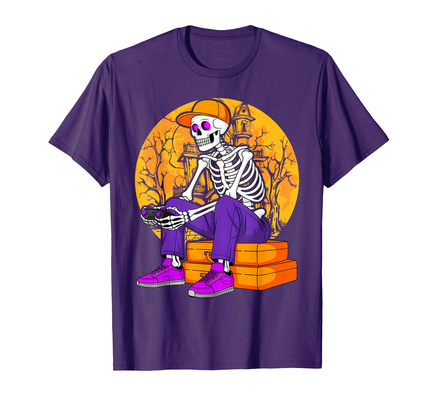 Funny Halloween Gamer Gaming Skeleton Boys Kids T-Shirt
