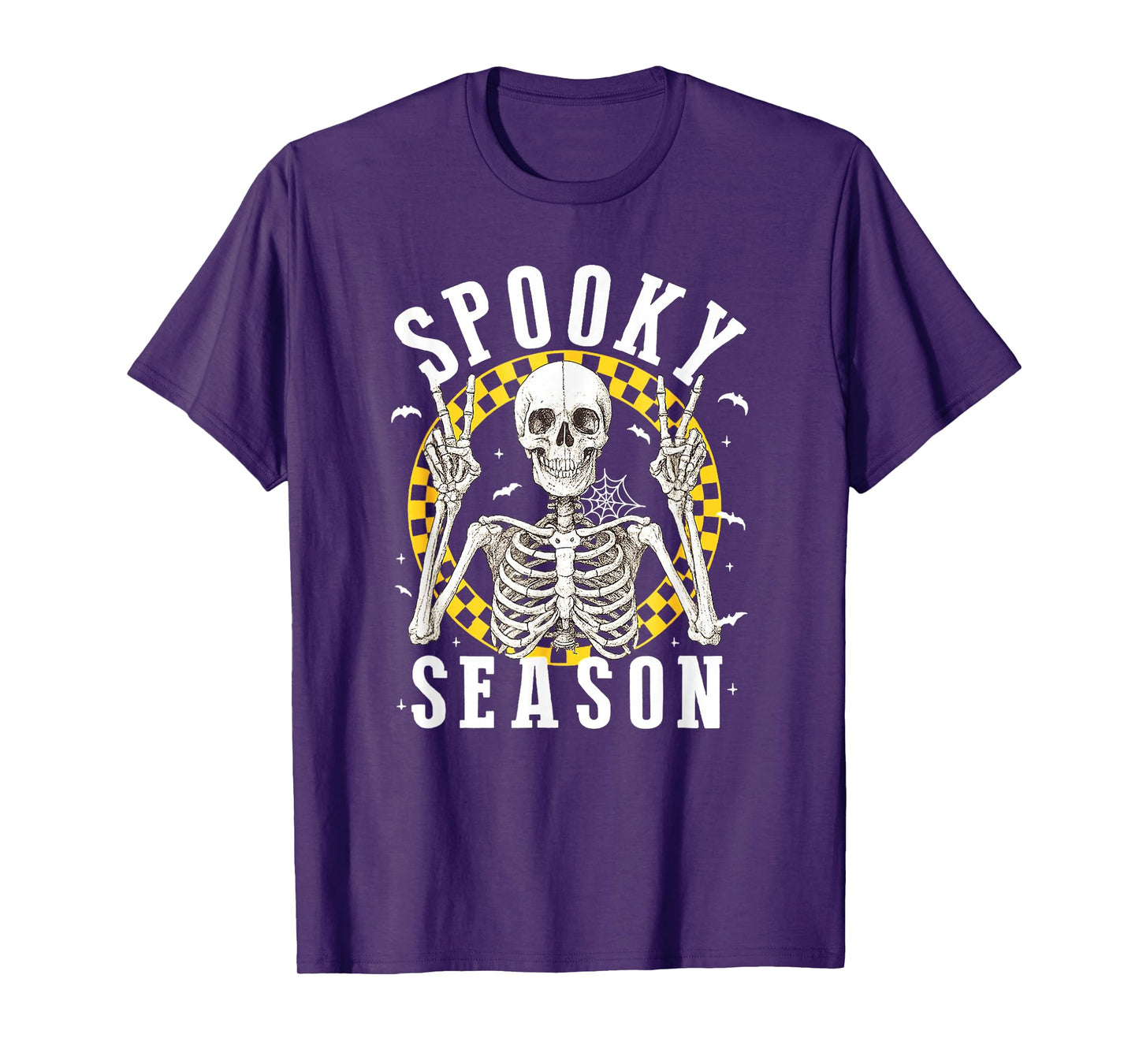 Spooky Season Skeleton Peace Sign Halloween T-Shirt
