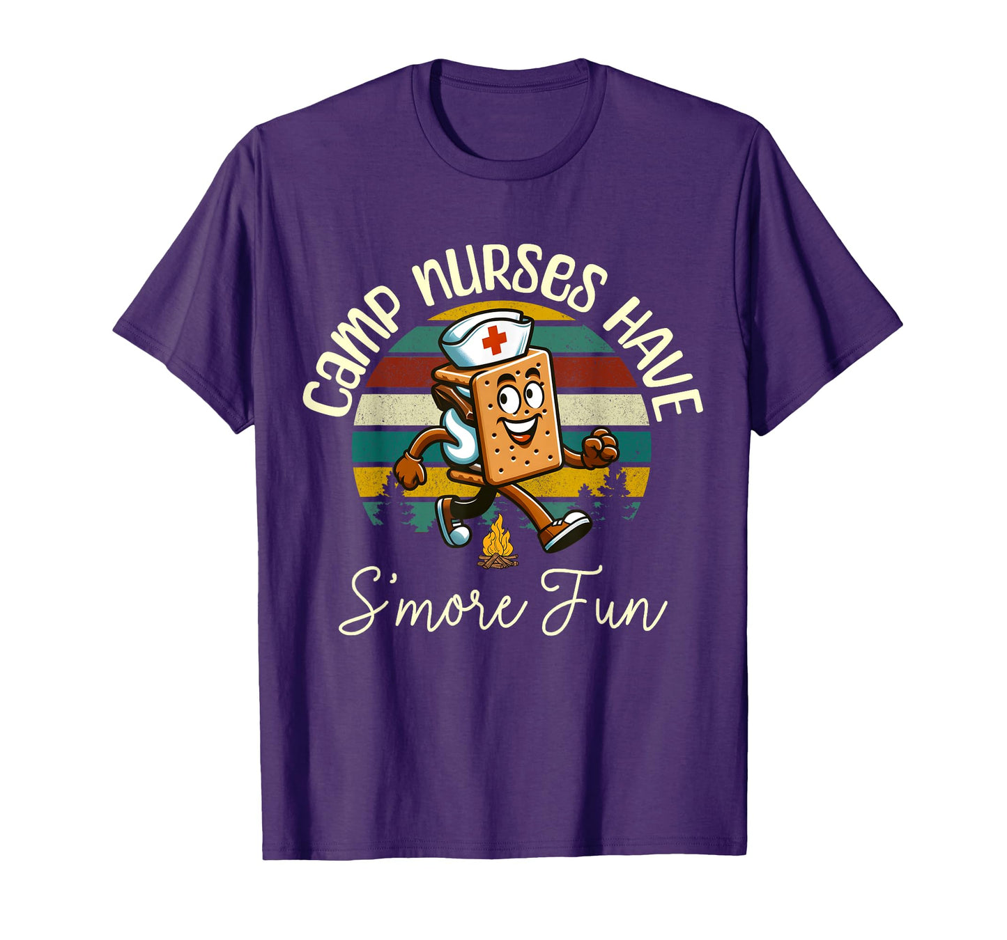 Camp Nurse Retro Camper Nature Camping Trip S'Mores Campfire T-Shirt