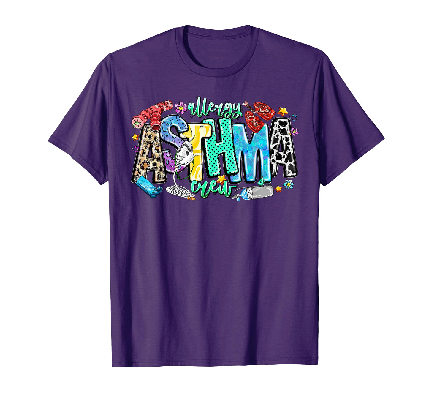 Groovy Allergy Asthma Allergy Nurse Nursing Asthma Awareness T-Shirt