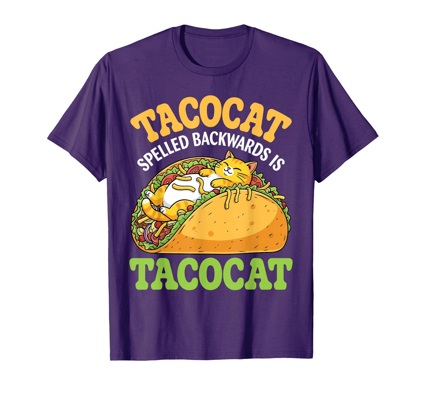 Tacocat Spelled Backward is Tacocat with Cute Cat Taco Funny T-Shirt