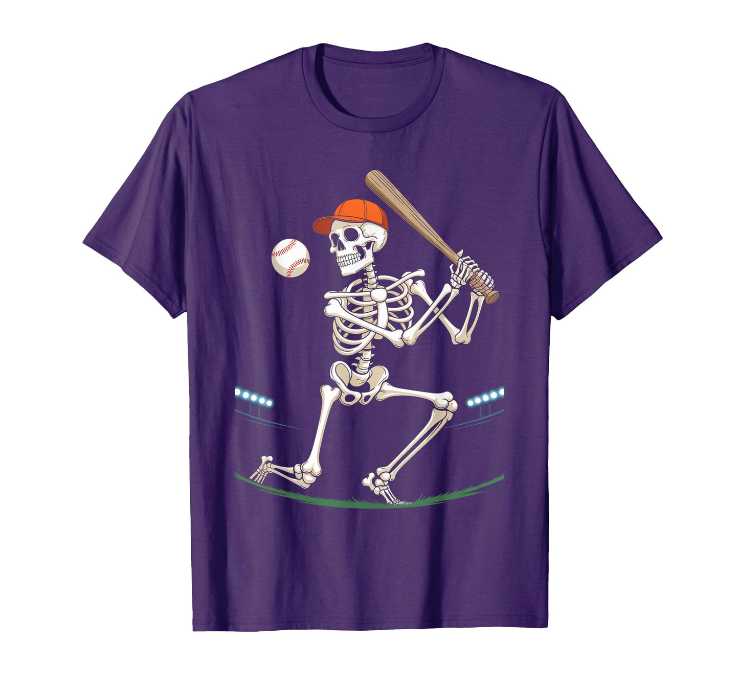 Skeleton Baseball Halloween Costume Funny Men Boys Kids T-Shirt
