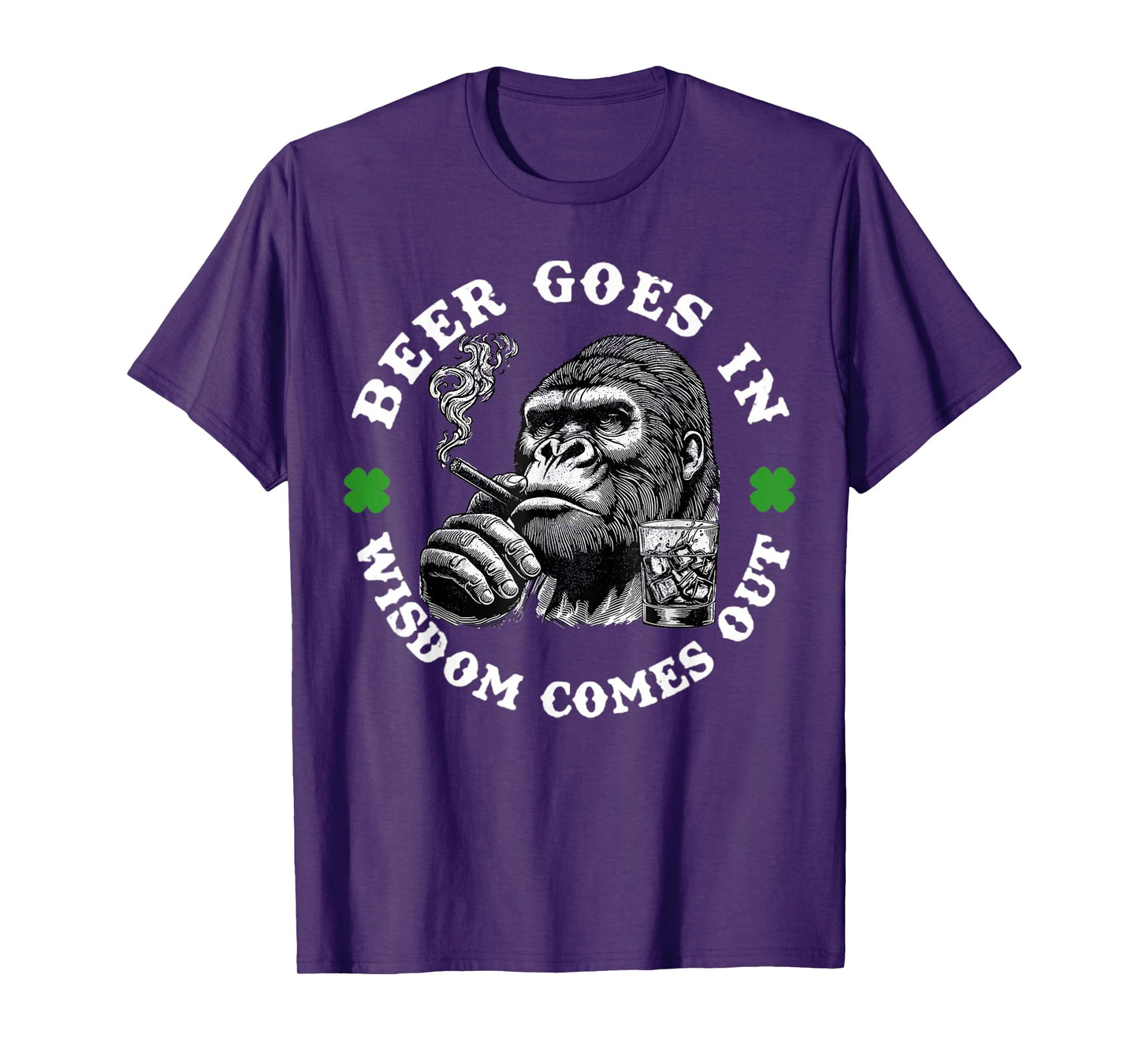 Beer Goes in Wisdom Comes Out Monkey T-Shirt