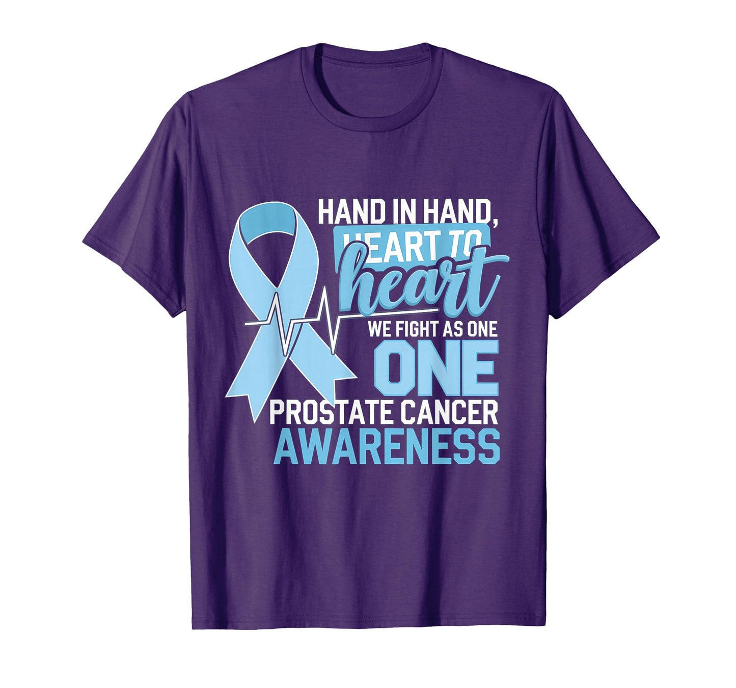 Prostate Cancer Awareness Heart To Heart Light Blue Ribbon T-Shirt