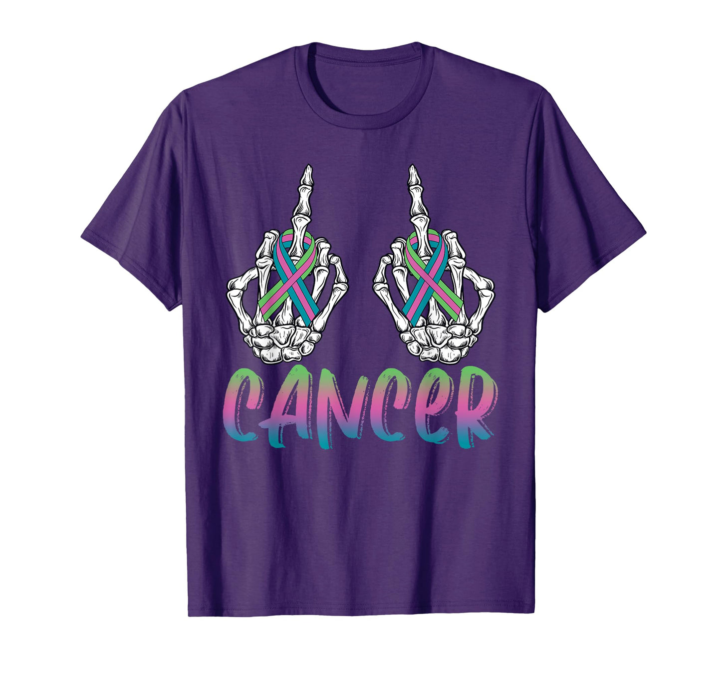 Fuck Cancer Metastatic Breast Cancer Skeleton Halloween Day T-Shirt
