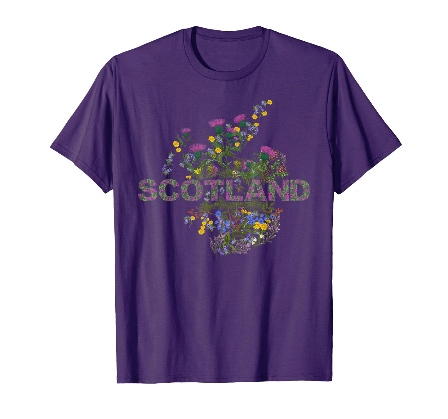 Scotland Map - Scottish Highland Botanicals Nature Souvenir T-Shirt