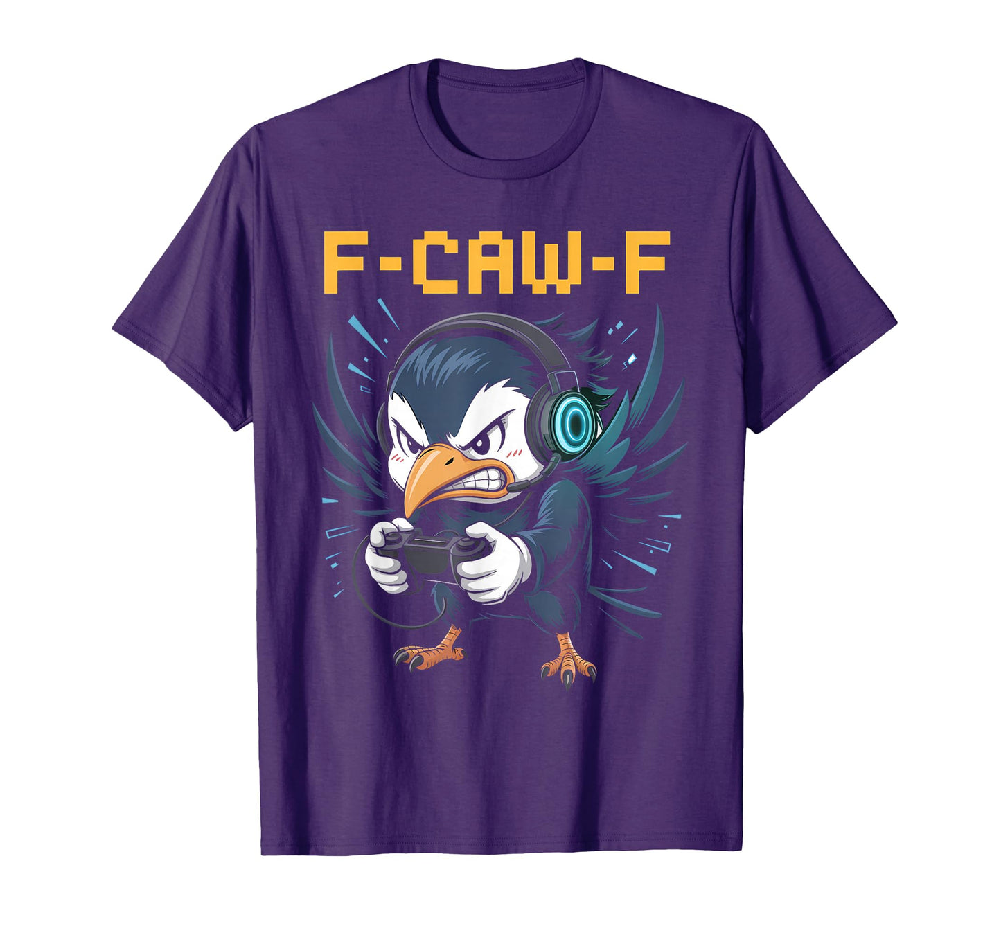 F-CAW-F Funny Gamer Crow Angry Anime Bird Hardcore Gaming T-Shirt