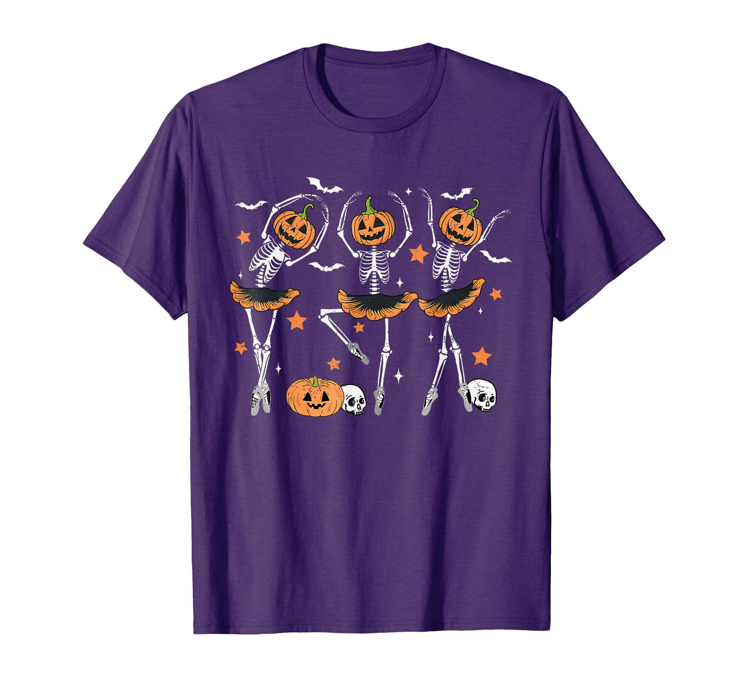 Funny Ballet Pumpkin Skeleton Scary Halloween Men Women Girl T-Shirt