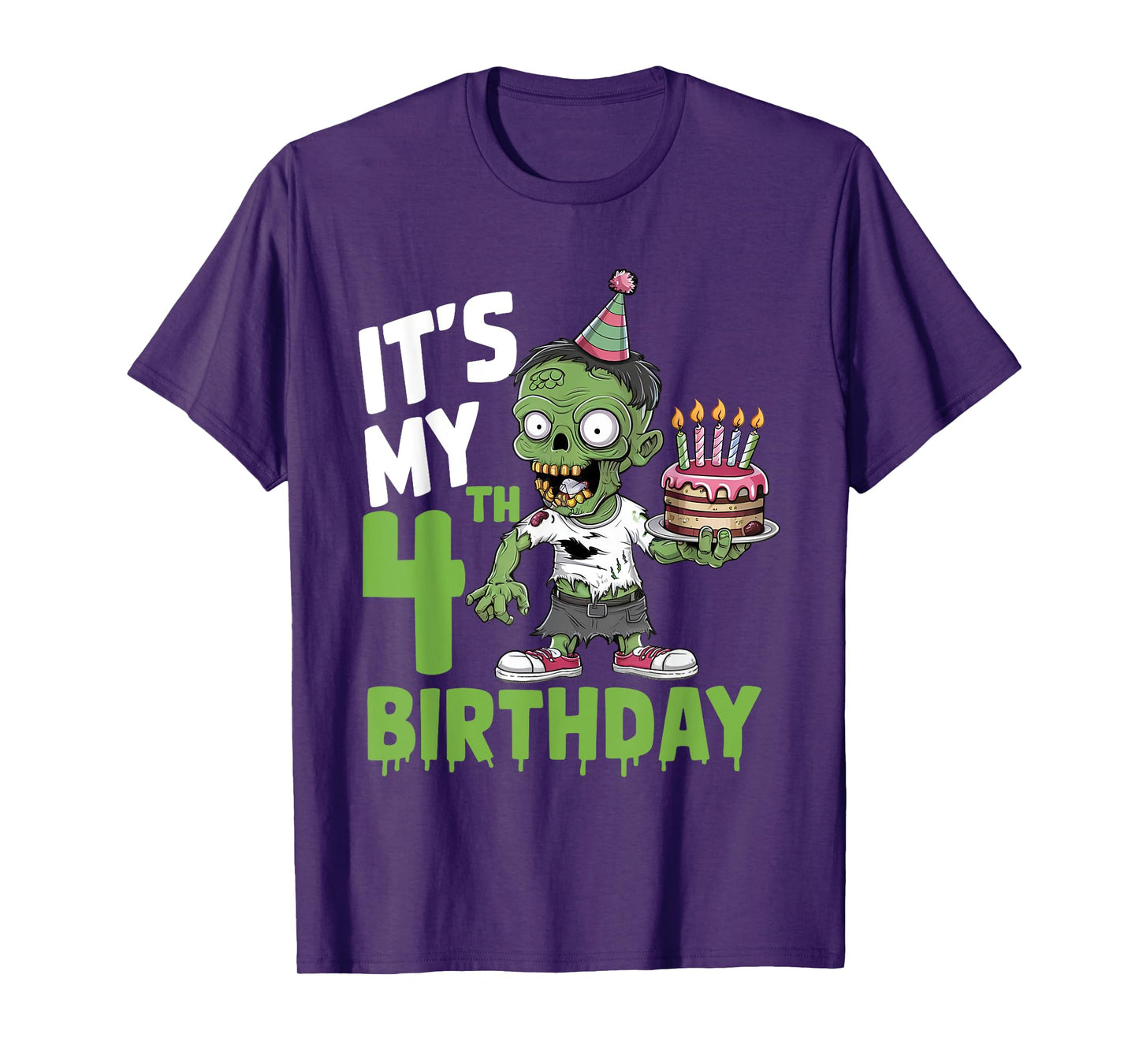 4th Birthday 4 Years Old Zombie Lover Halloween Boys Girls T-Shirt