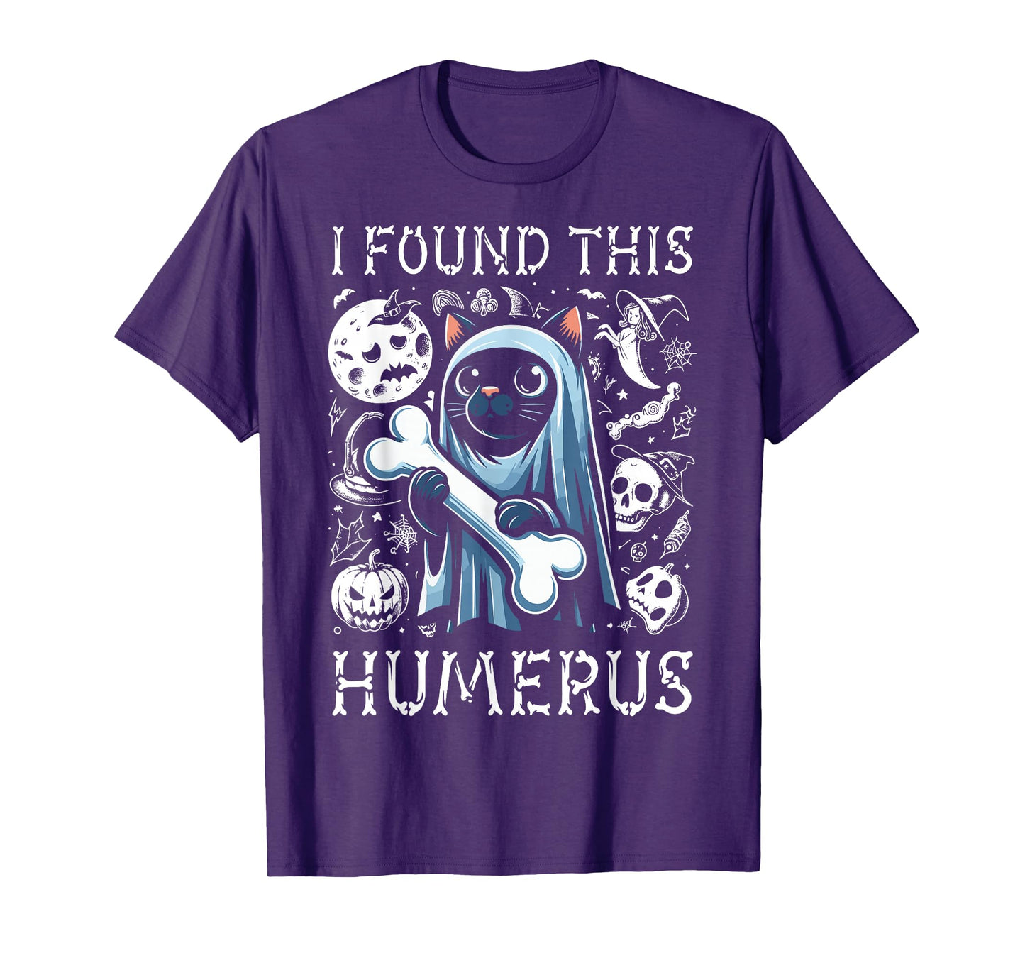 I Found This Humerus - Funny Cat Halloween T-Shirt
