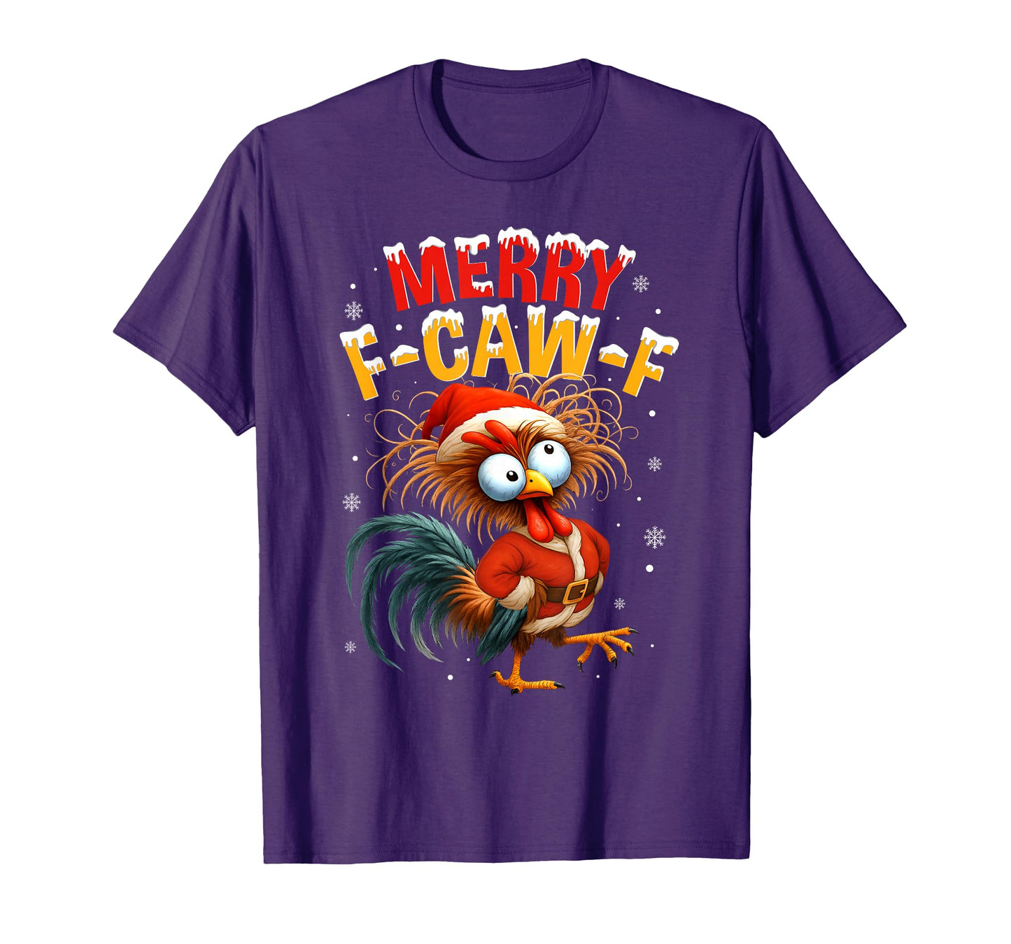 Merry F-Caw-F Chicken Rooster Meme Christmas Pajamas Holiday T-Shirt