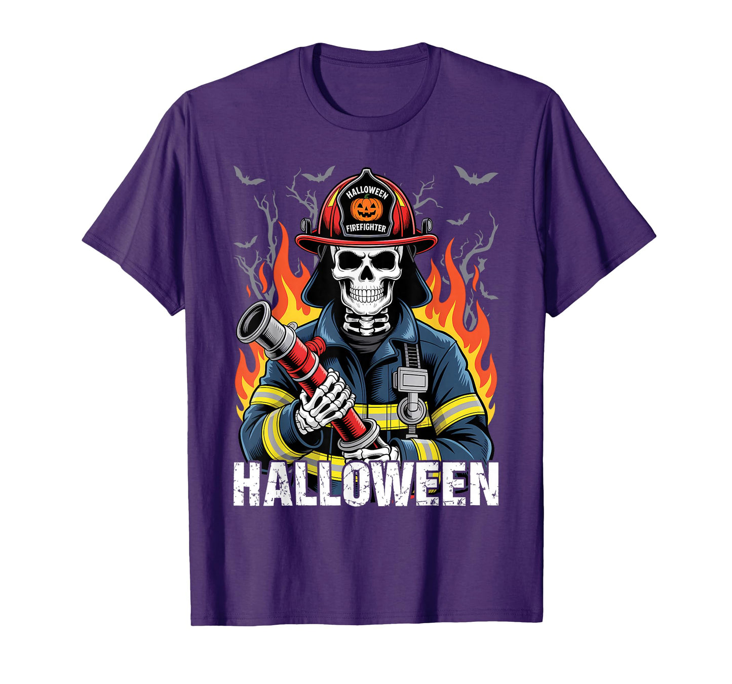 Halloween Skeleton Fireman Firefighter T-Shirt