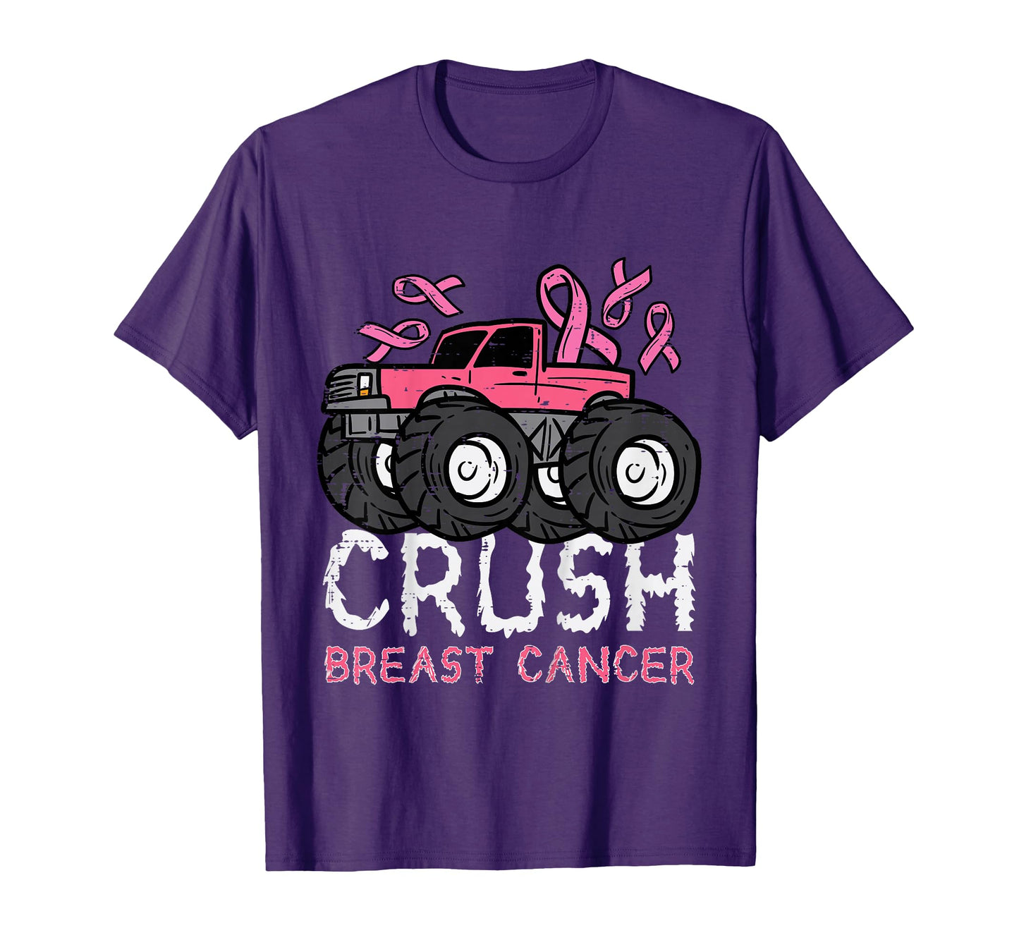 Kids Crush Breast Cancer Awareness Monster Truck Toddler Boy Kids T-Shirt