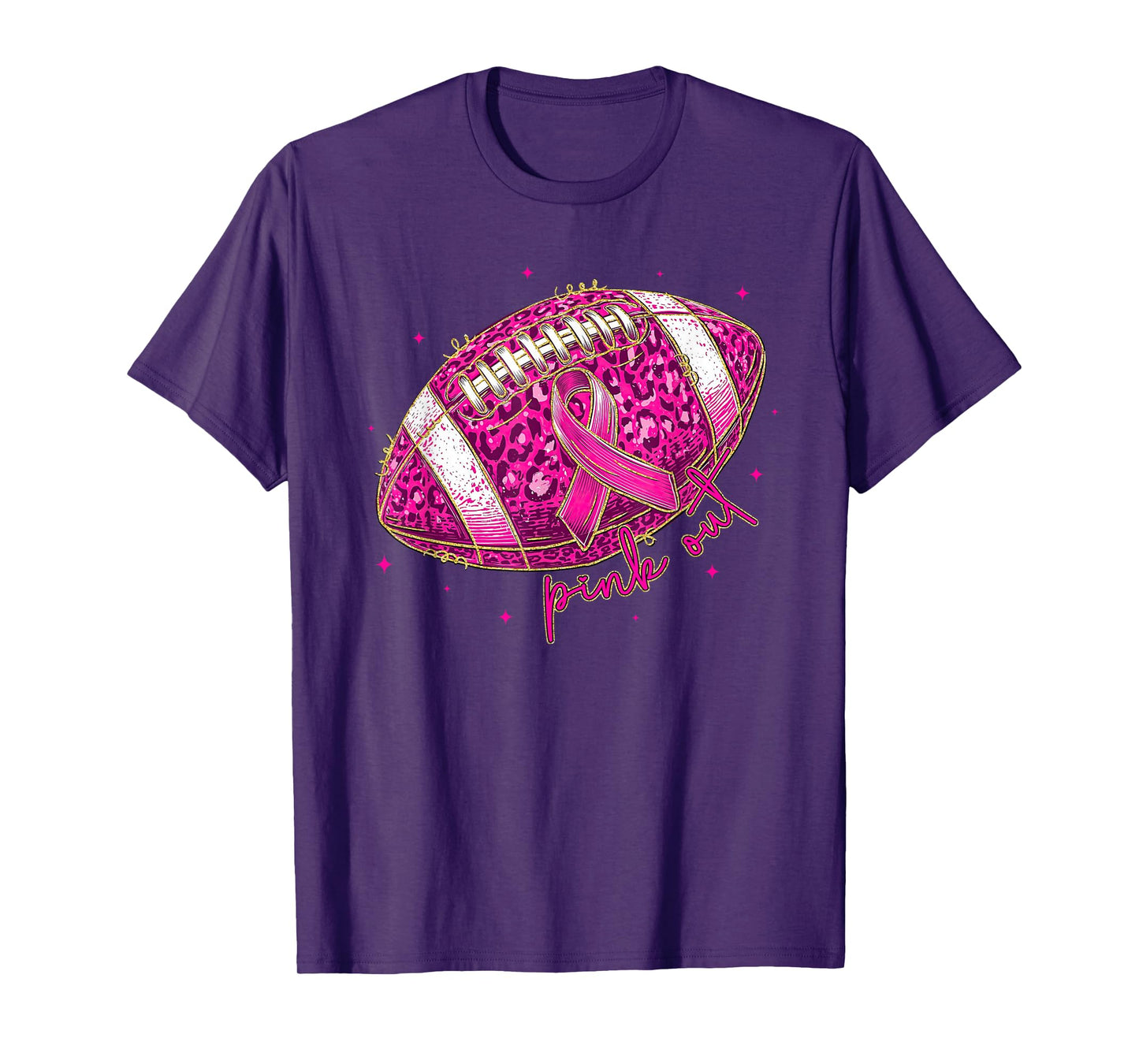 Breast Cancer Awareness Women Pink Out Ribbon Football T-Shirt