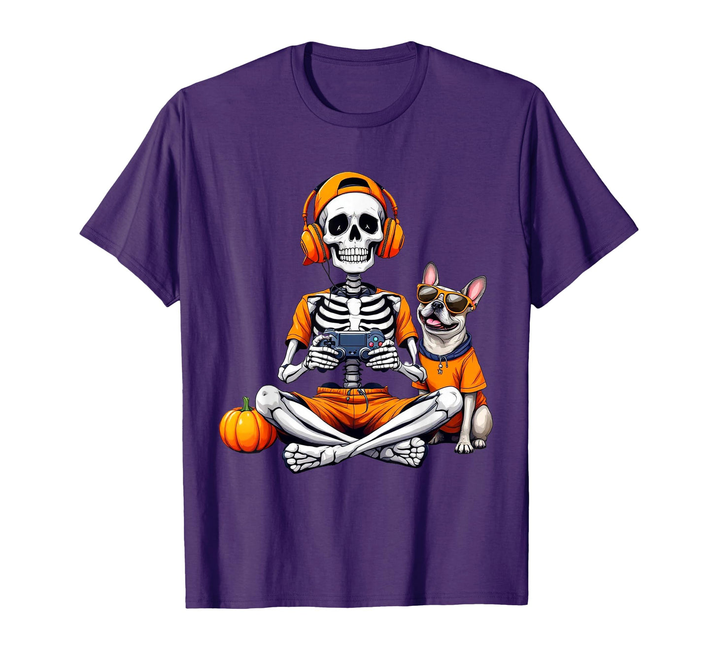 Halloween Skeleton Gamer Video Gaming Boys Men Kids Tees T-Shirt