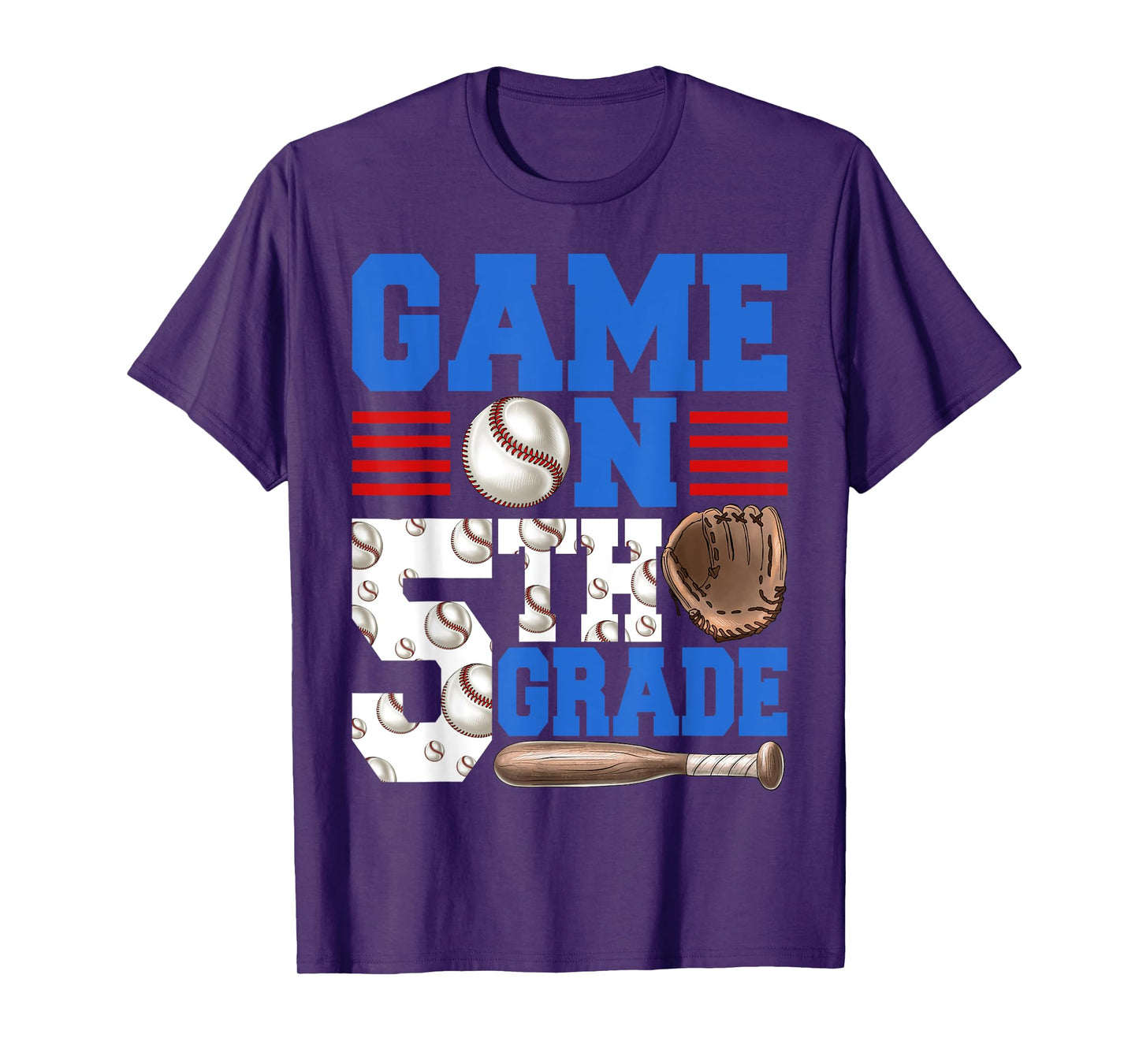 Game On 5th Grade With Baseball Player First Day Of School T-Shirt
