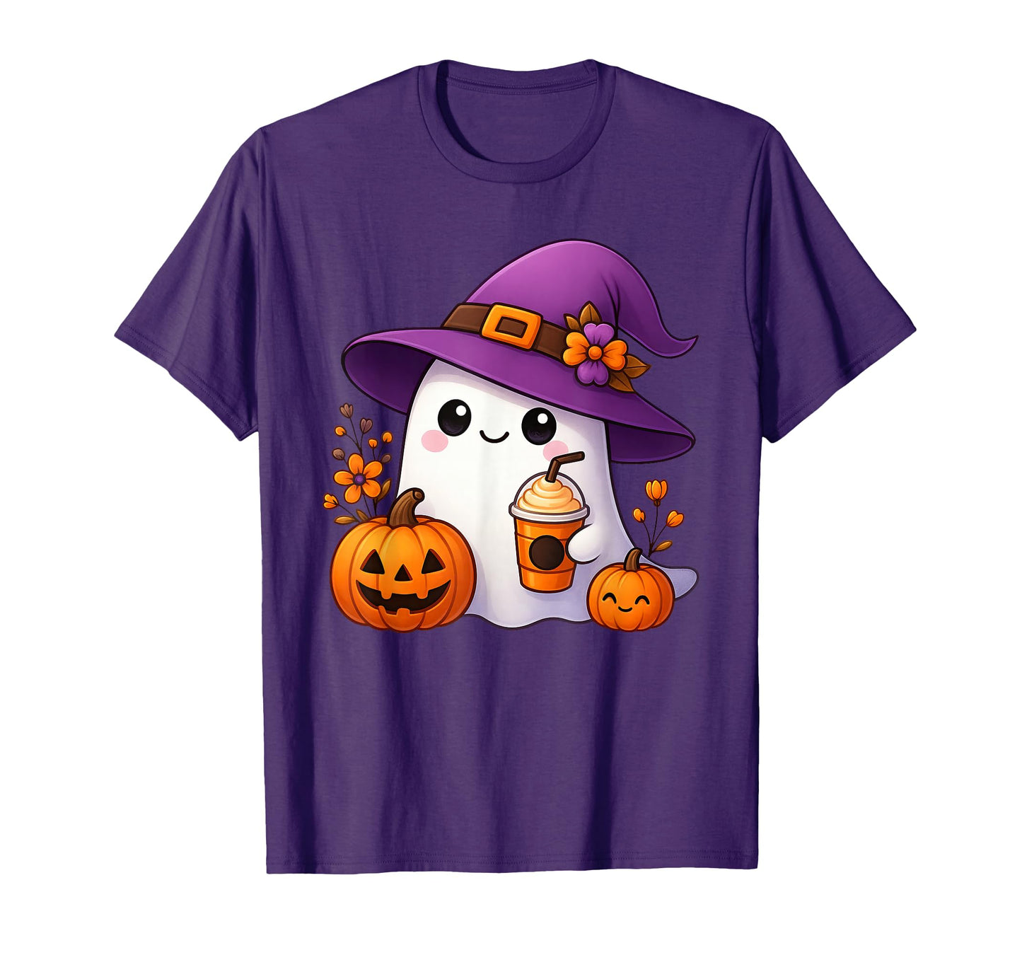 Funny Halloween Costume Ghost Drinking Pumpkin Men Women Boy T-Shirt
