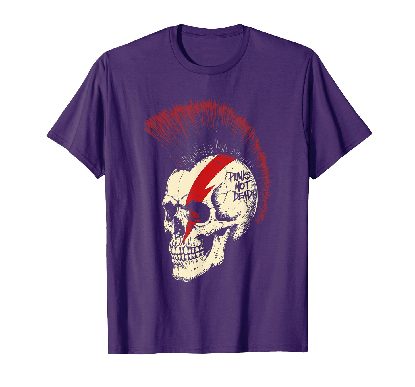 Skull Punk Mohawk Metal Rock Music Skeleton Concert T-Shirt