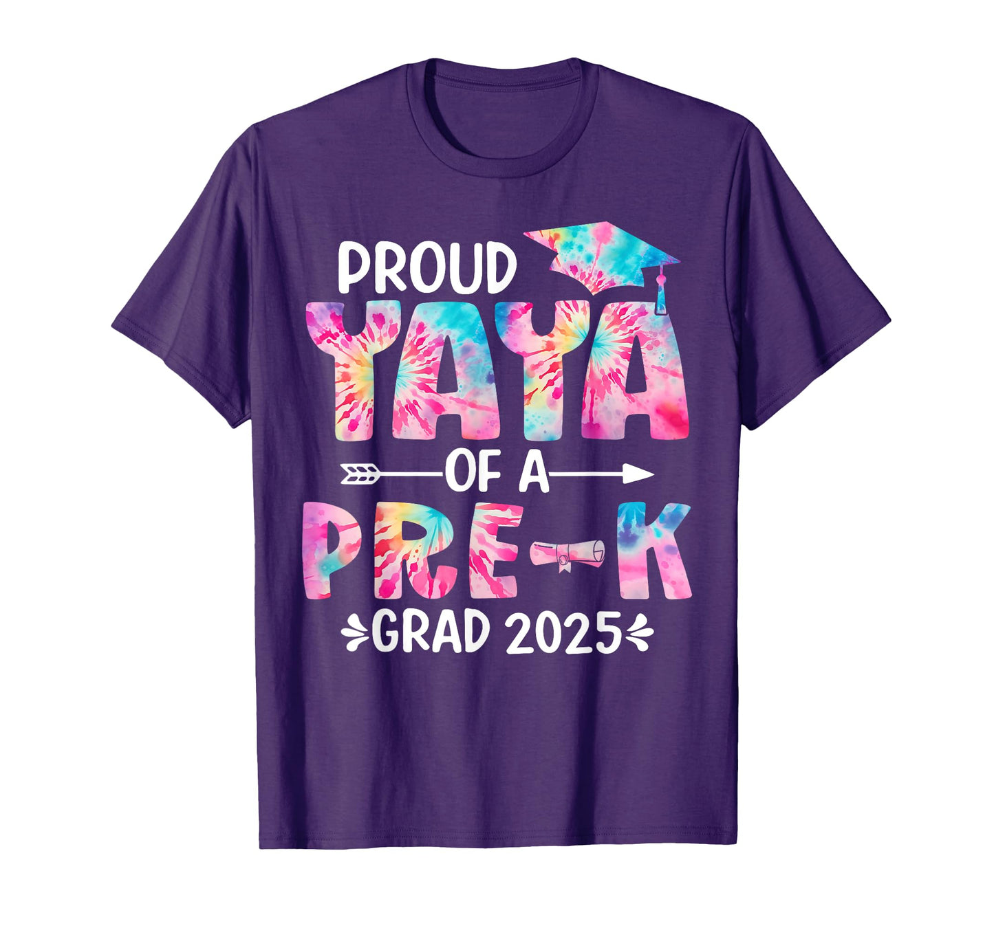 Proud Yaya of a Pre-K Grad 2025 Tie Dye Preschool Graduation T-Shirt