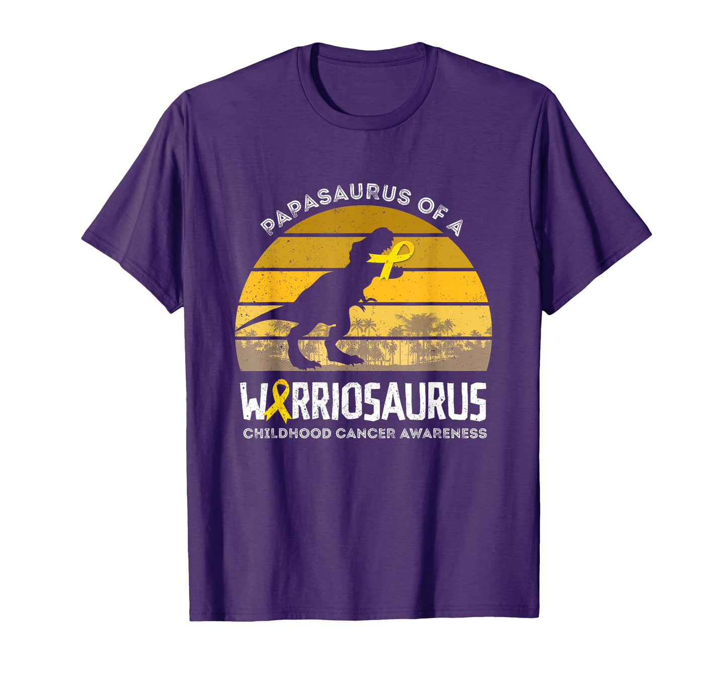 Papasaurus Papa Of A Warrior Childhood Cancer Warrior T-Shirt