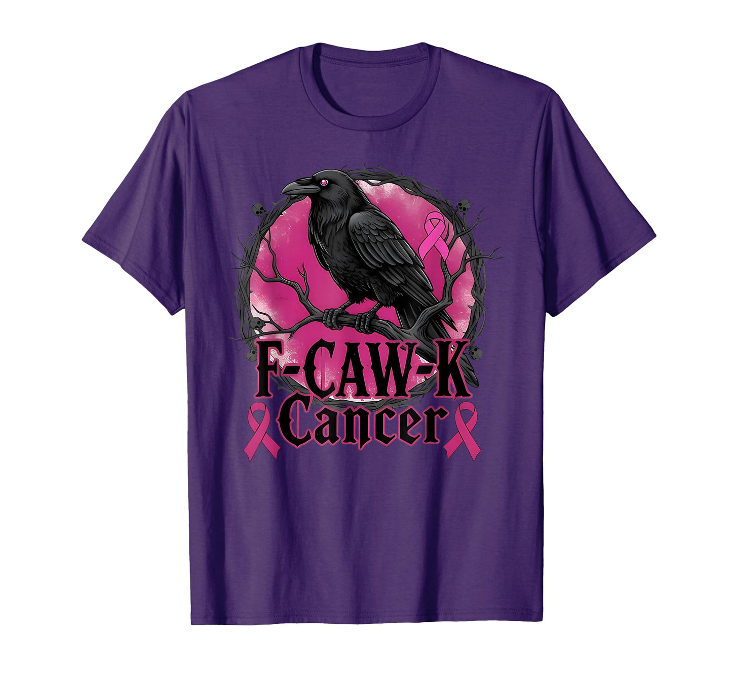 F-Caw-F in October We Wear Pink Pumpkin Breast Cancer T-Shirt