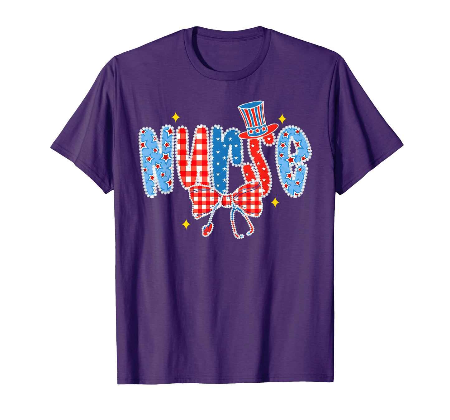 USA Flag Stethoscope Coquette Bow 4th Of July RN Nursing T-Shirt