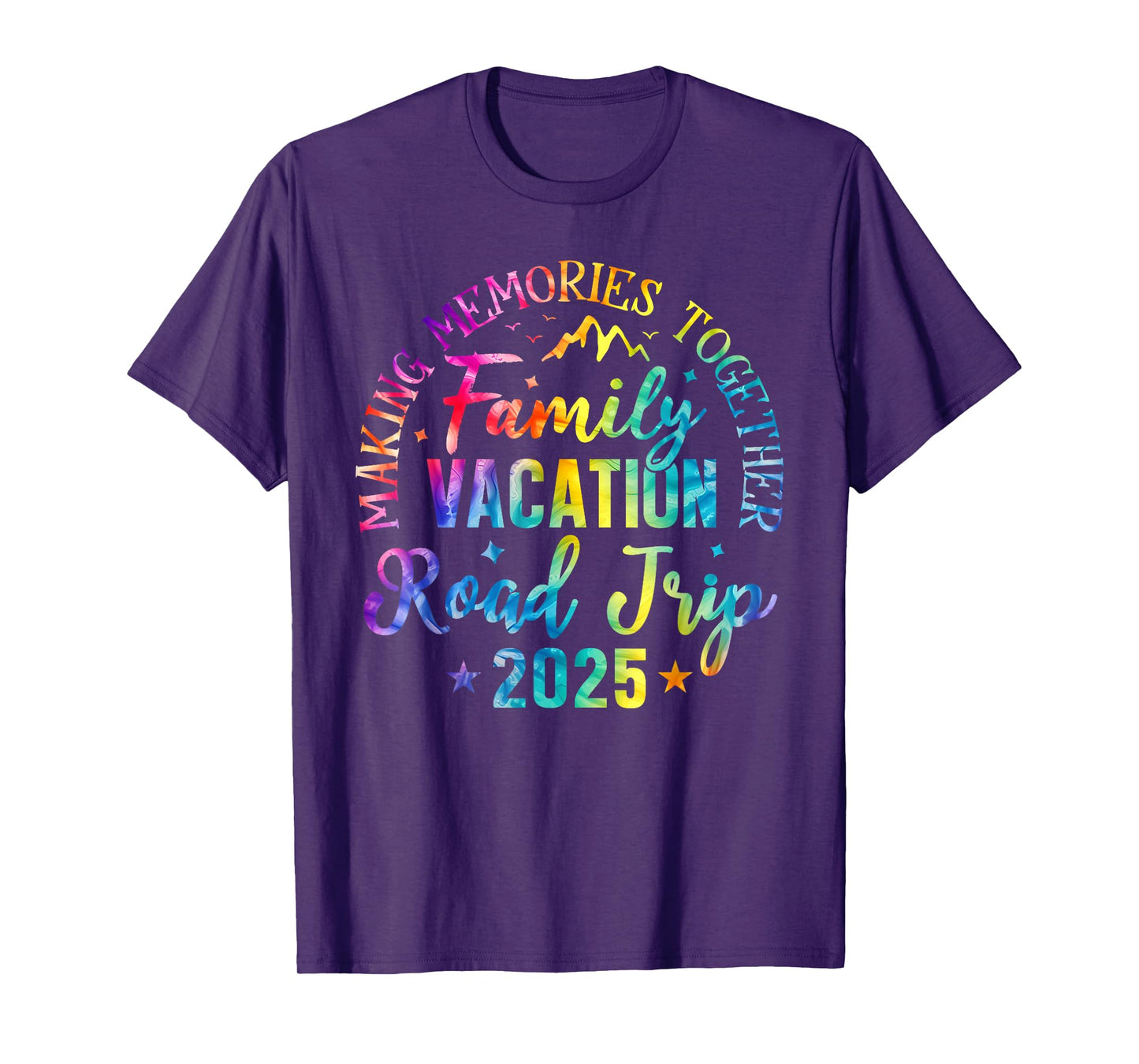 Tie Dye Road Trip 2025 Family Vacation Matching Group Hiking T-Shirt